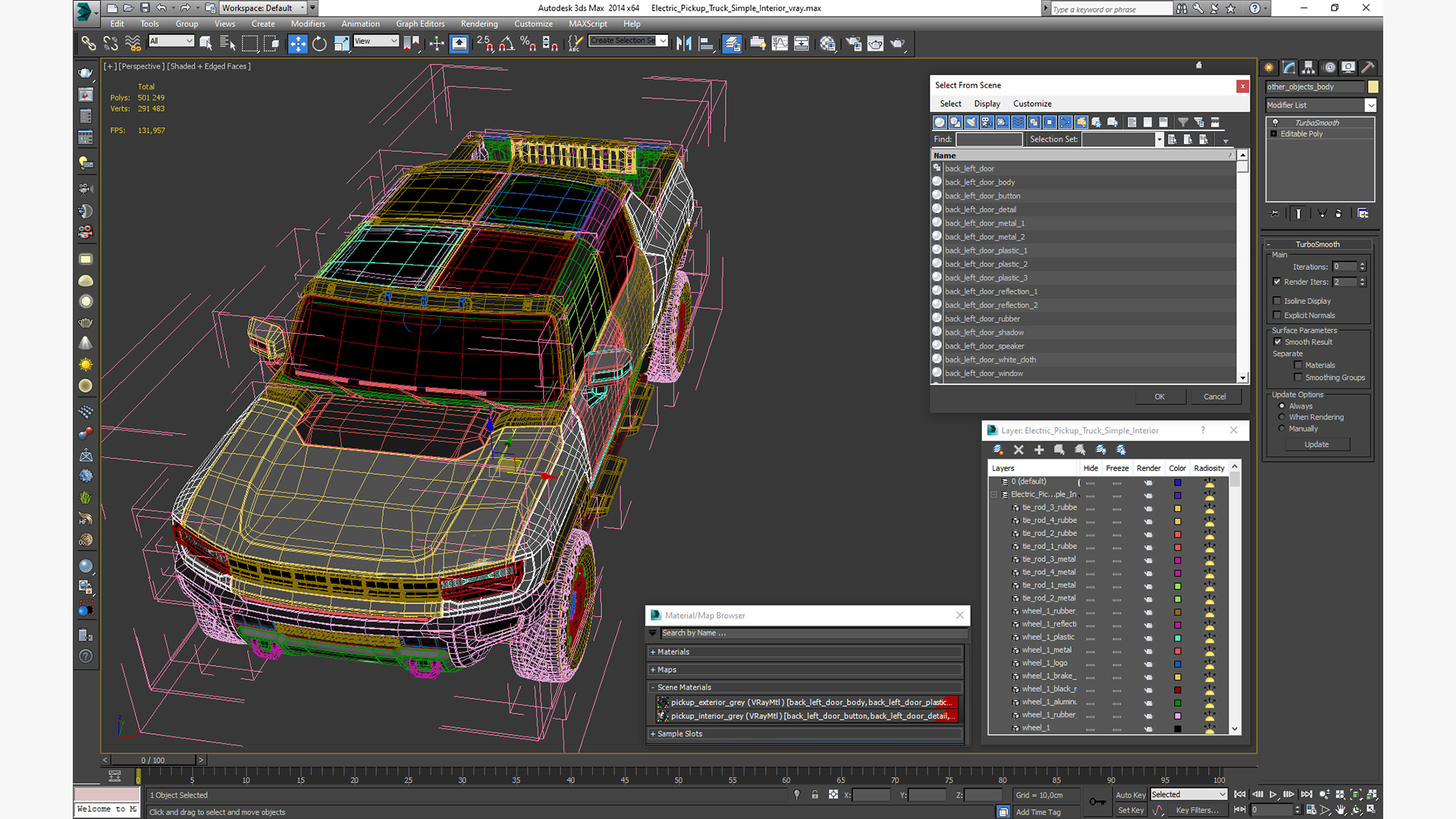 Electric Pickup Truck Simple Interior 3D
