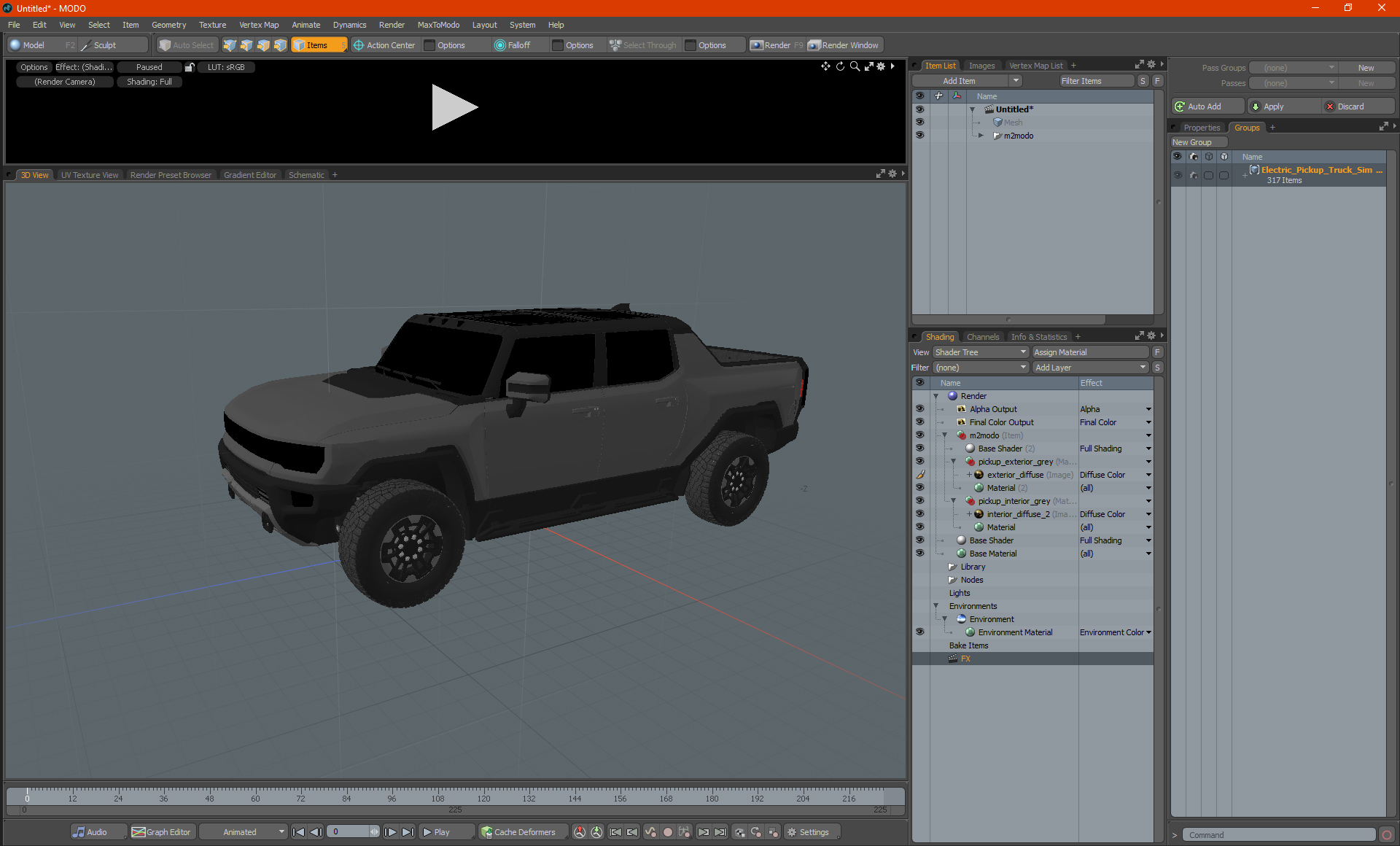 Electric Pickup Truck Simple Interior 3D