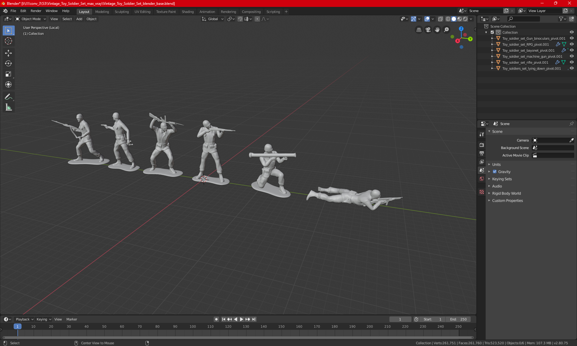 3D Vintage Toy Soldier Set model