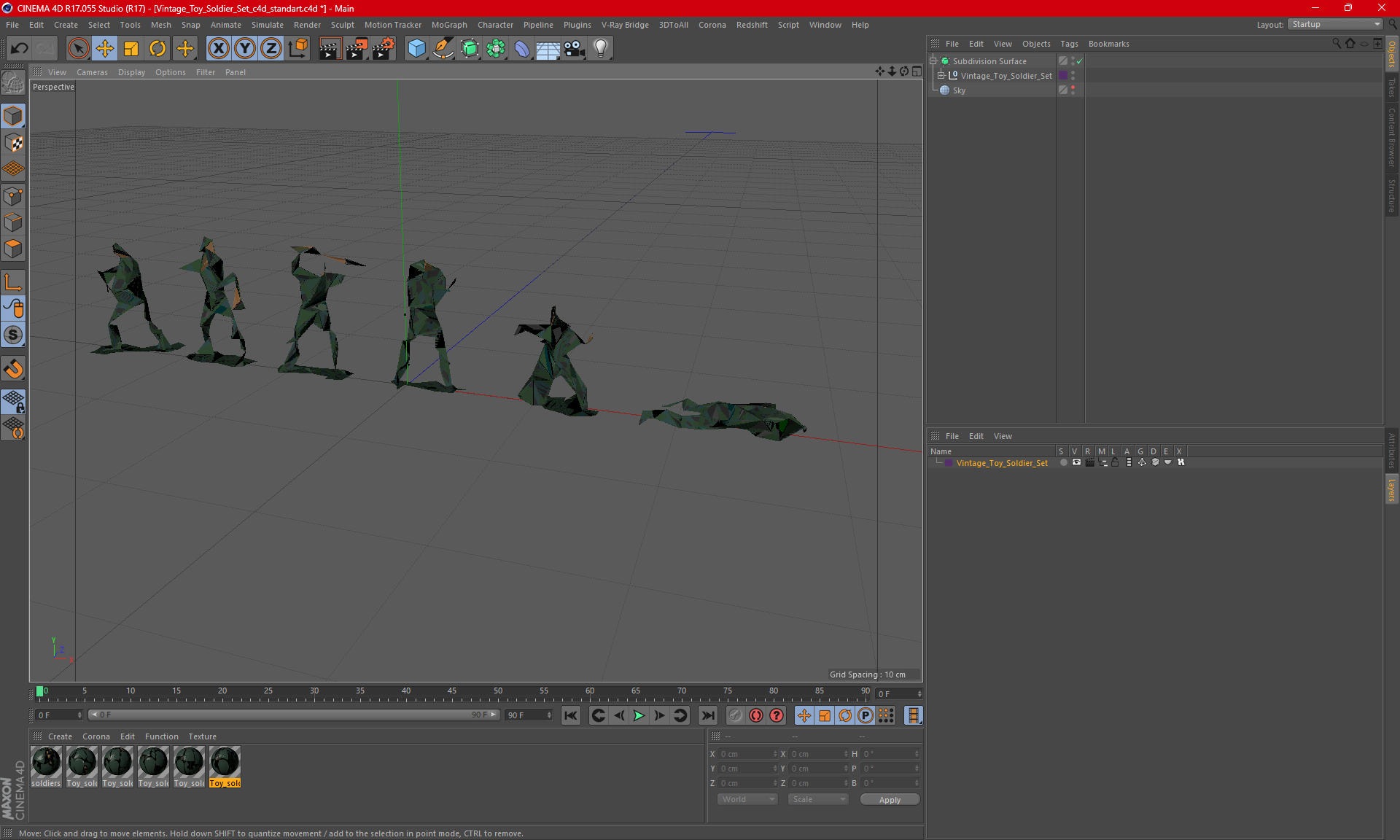 3D Vintage Toy Soldier Set model