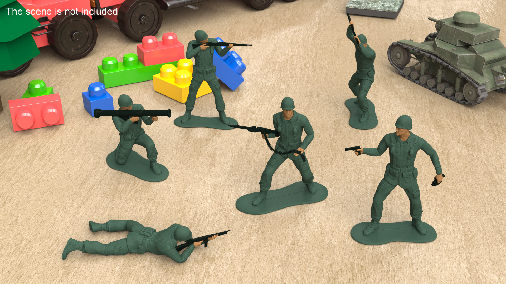 3D Vintage Toy Soldier Set model