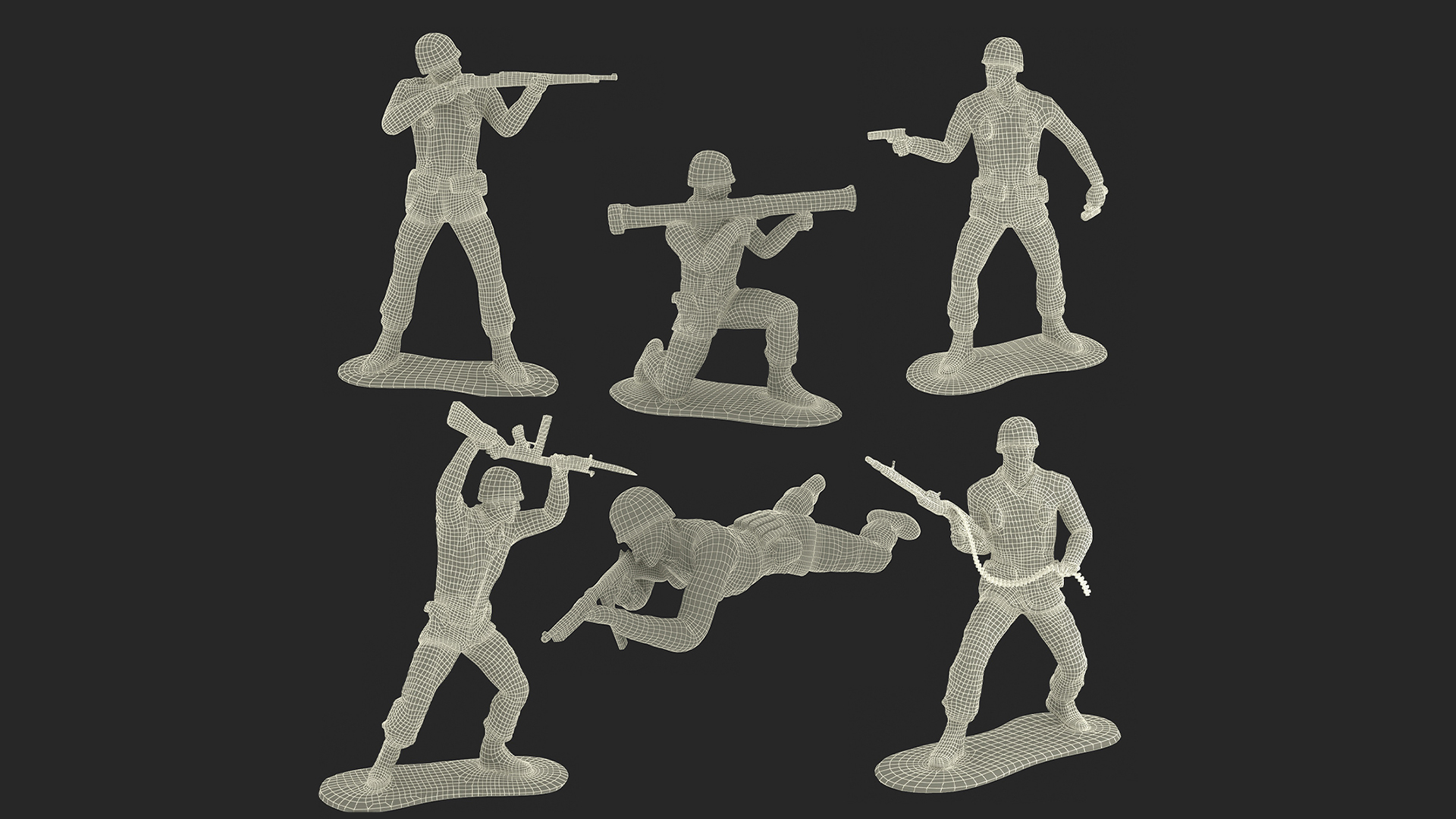 3D Vintage Toy Soldier Set model