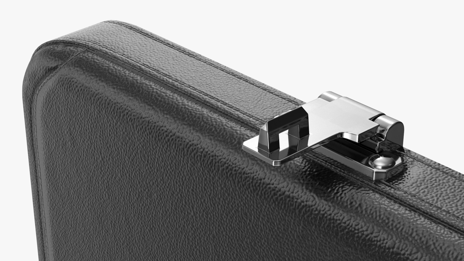 3D Opened Hard Shell Leather Briefcase Black