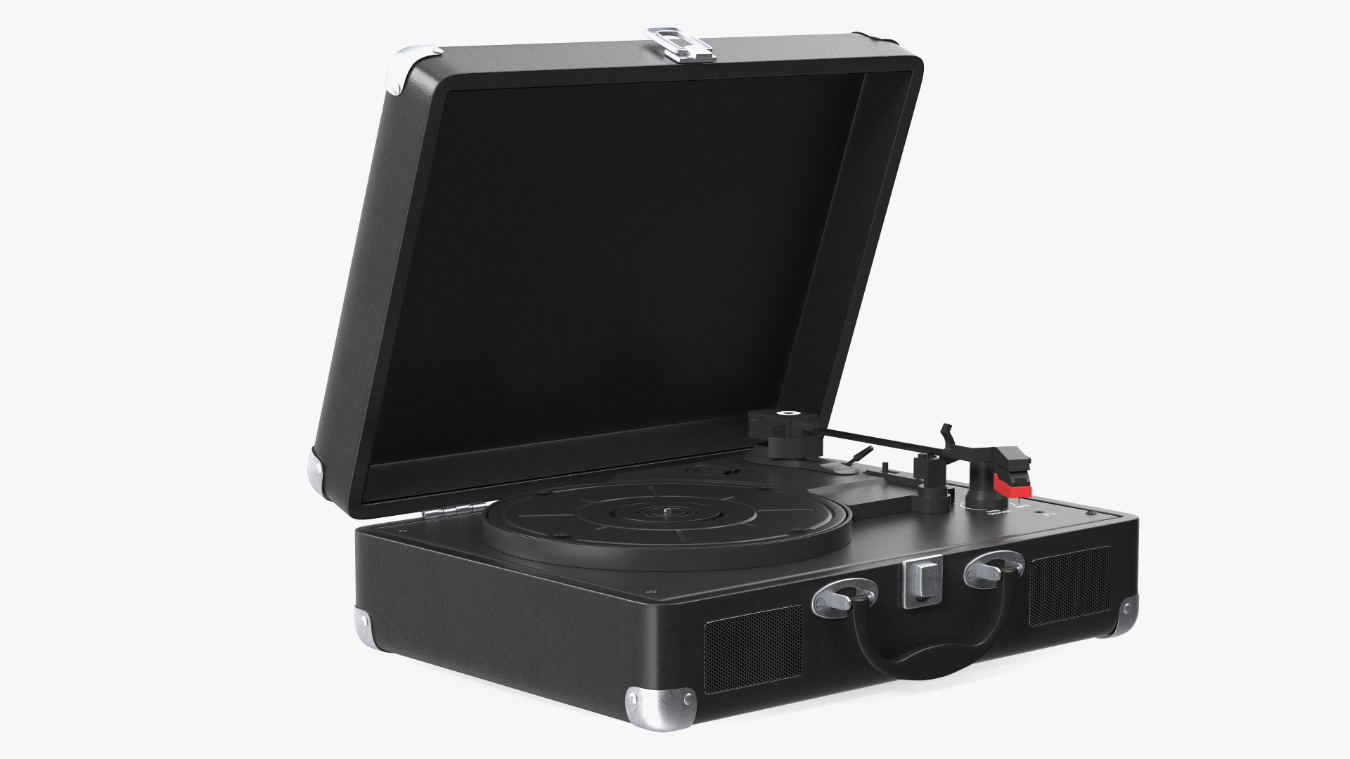 3D Retro Vinyl Record Player Black