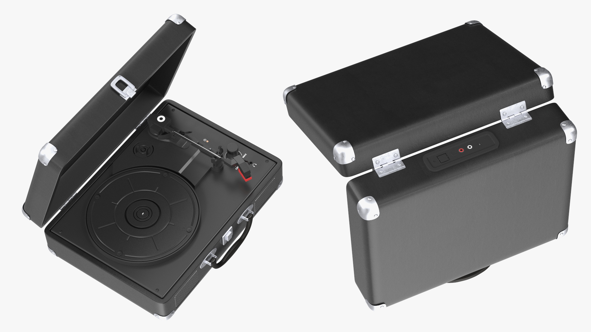 3D Retro Vinyl Record Player Black