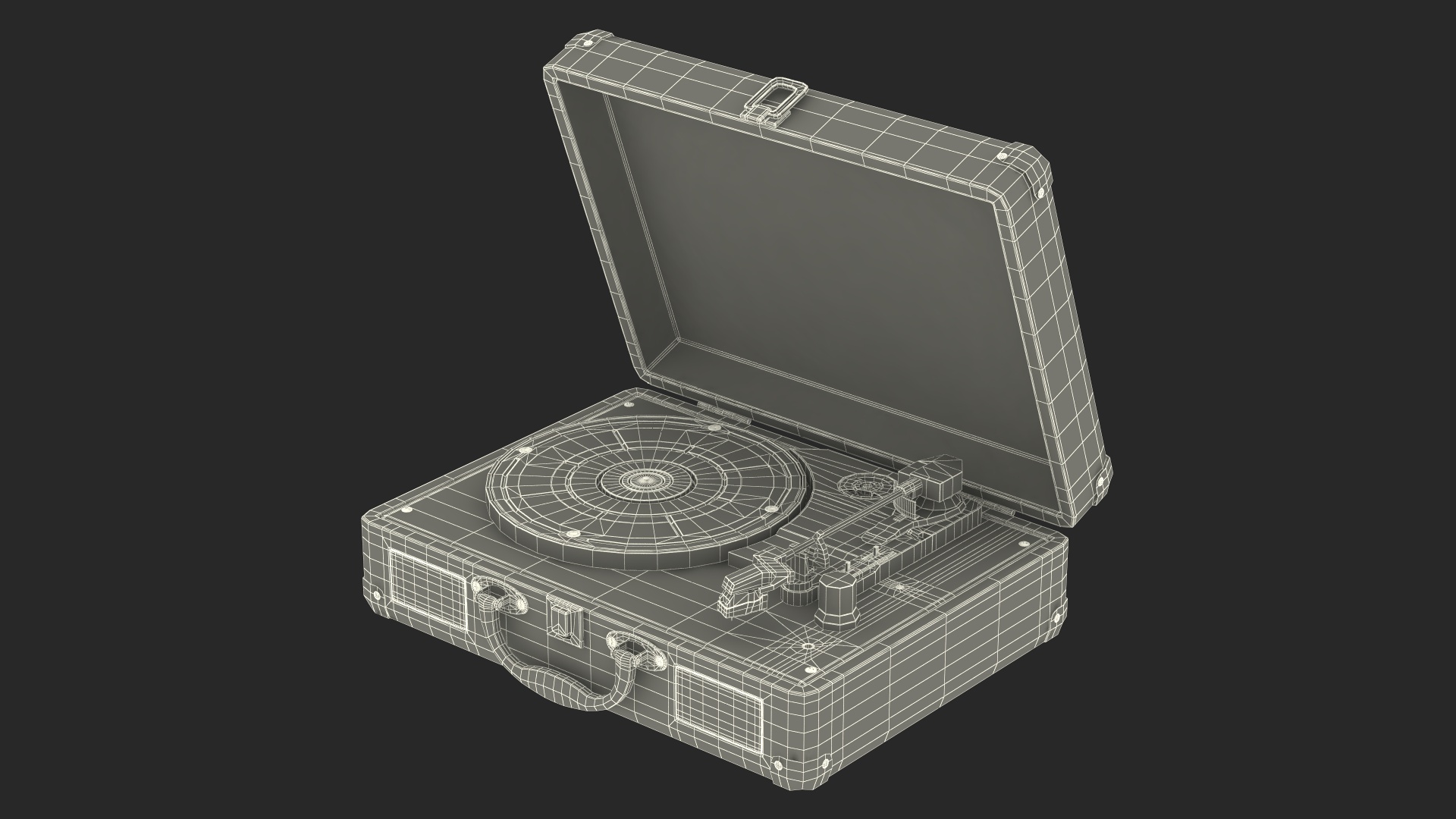 3D Retro Vinyl Record Player Black