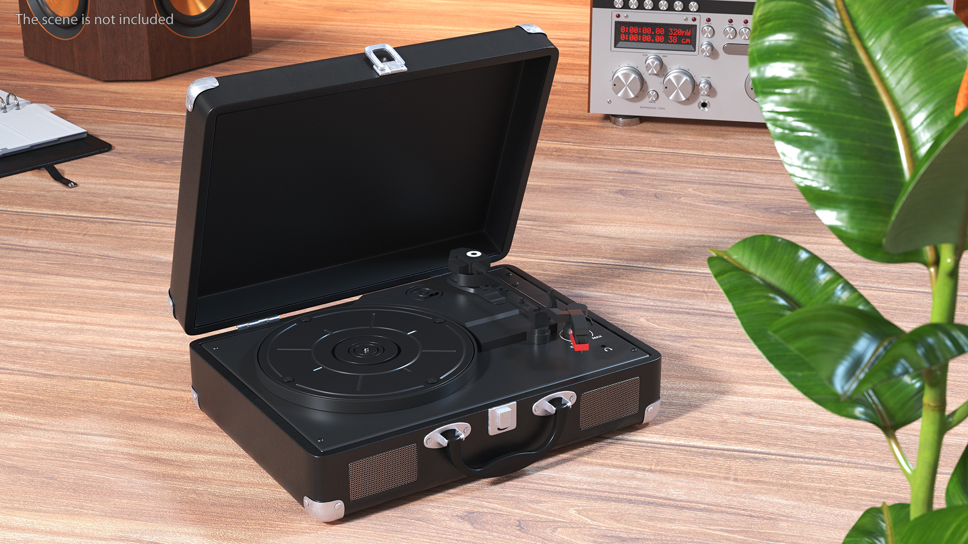 3D Retro Vinyl Record Player Black