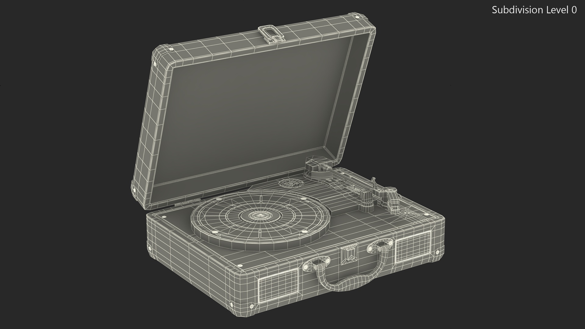 3D Retro Vinyl Record Player Black