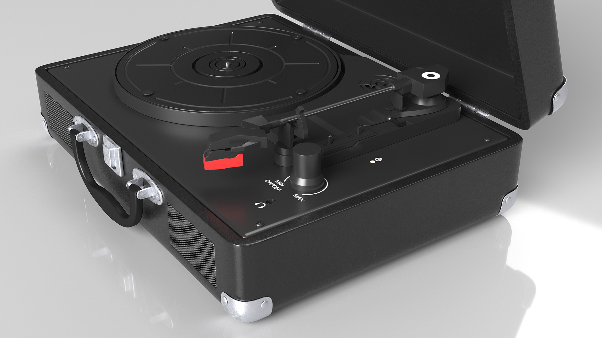 3D Retro Vinyl Record Player Black