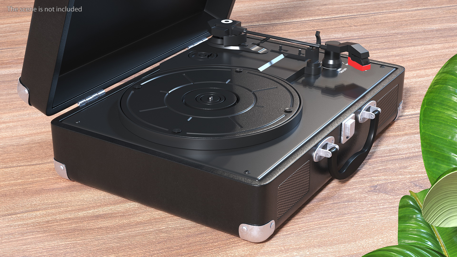 3D Retro Vinyl Record Player Black