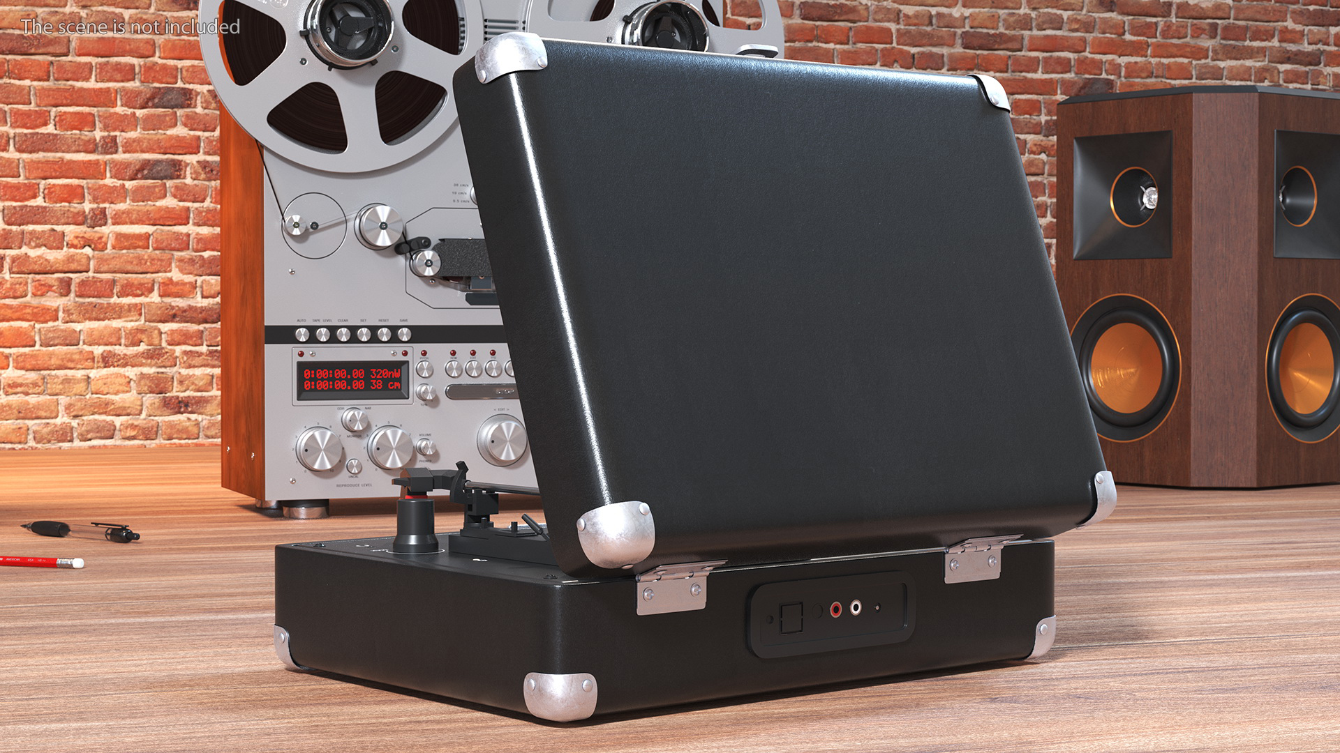 3D Retro Vinyl Record Player Black