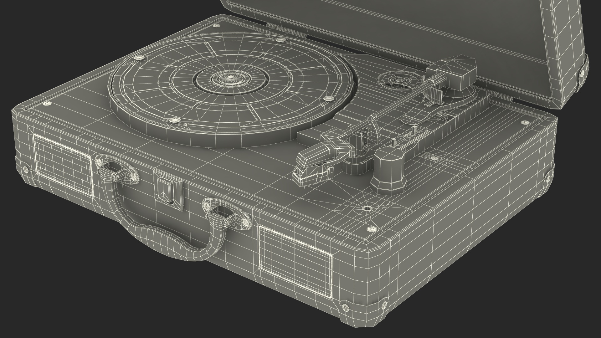 3D Retro Vinyl Record Player Black