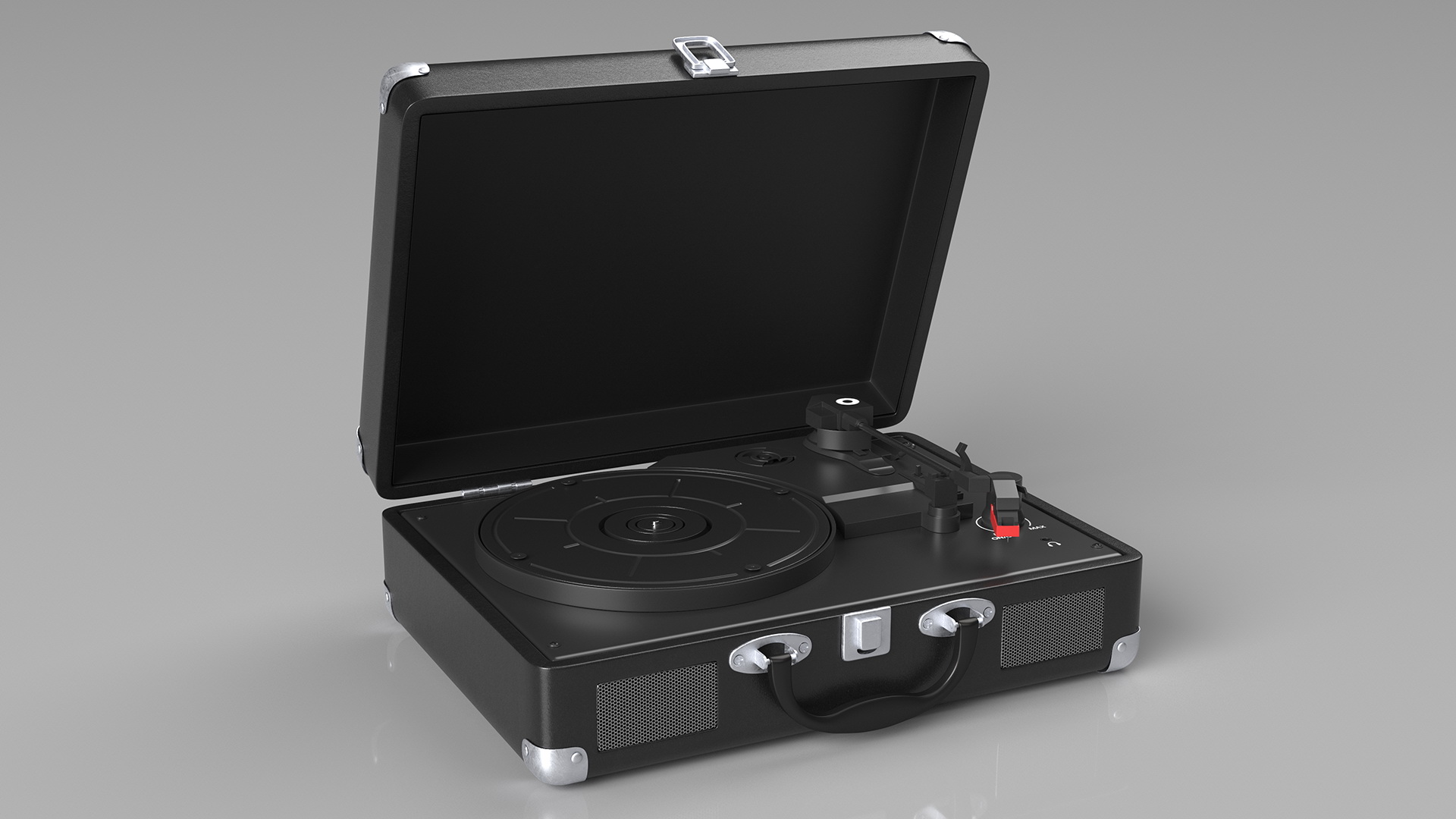 3D Retro Vinyl Record Player Black