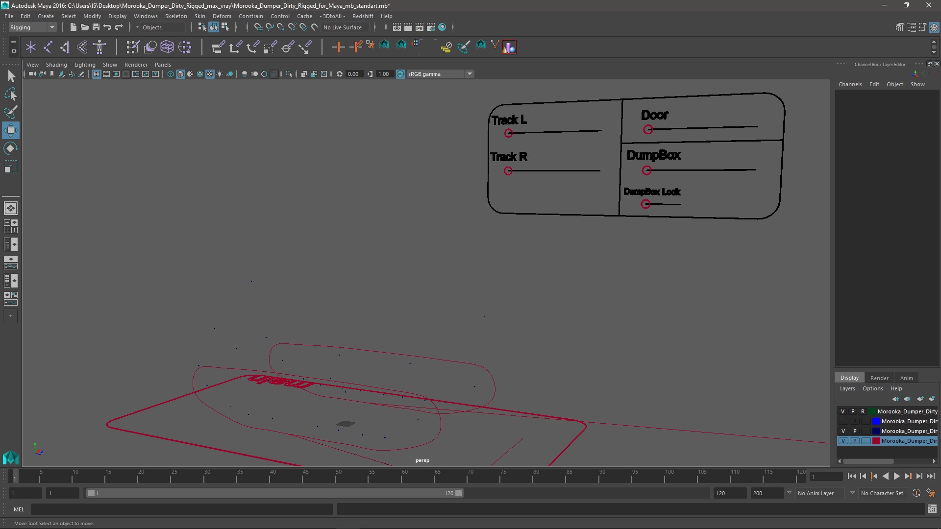 3D Morooka Dumper Dirty Rigged for Maya