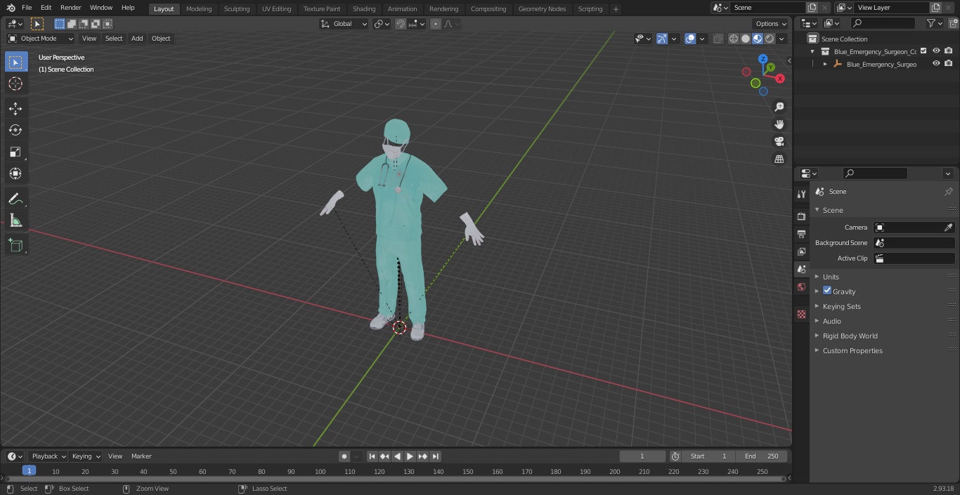 3D Blue Emergency Surgeon Costume Scrubs Blood Stained