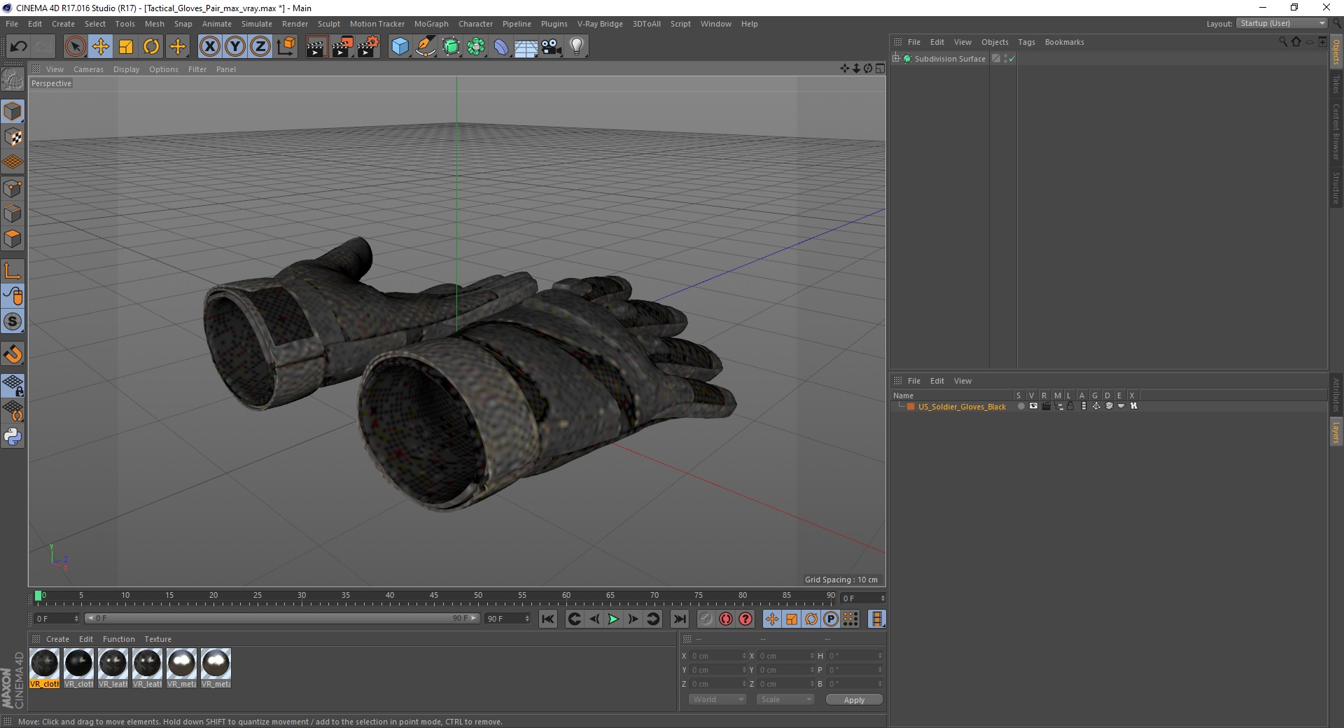 3D model Tactical Gloves Pair
