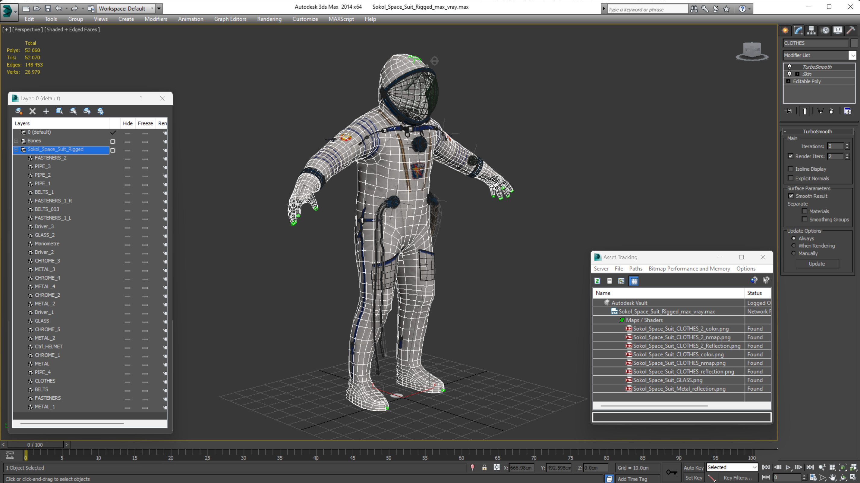Sokol Space Suit Rigged for Maya 3D
