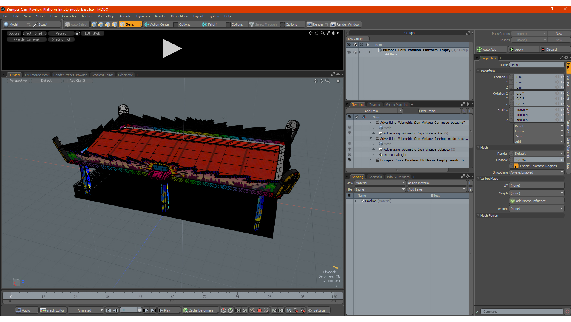 3D model Bumper Cars Pavilion Platform Empty