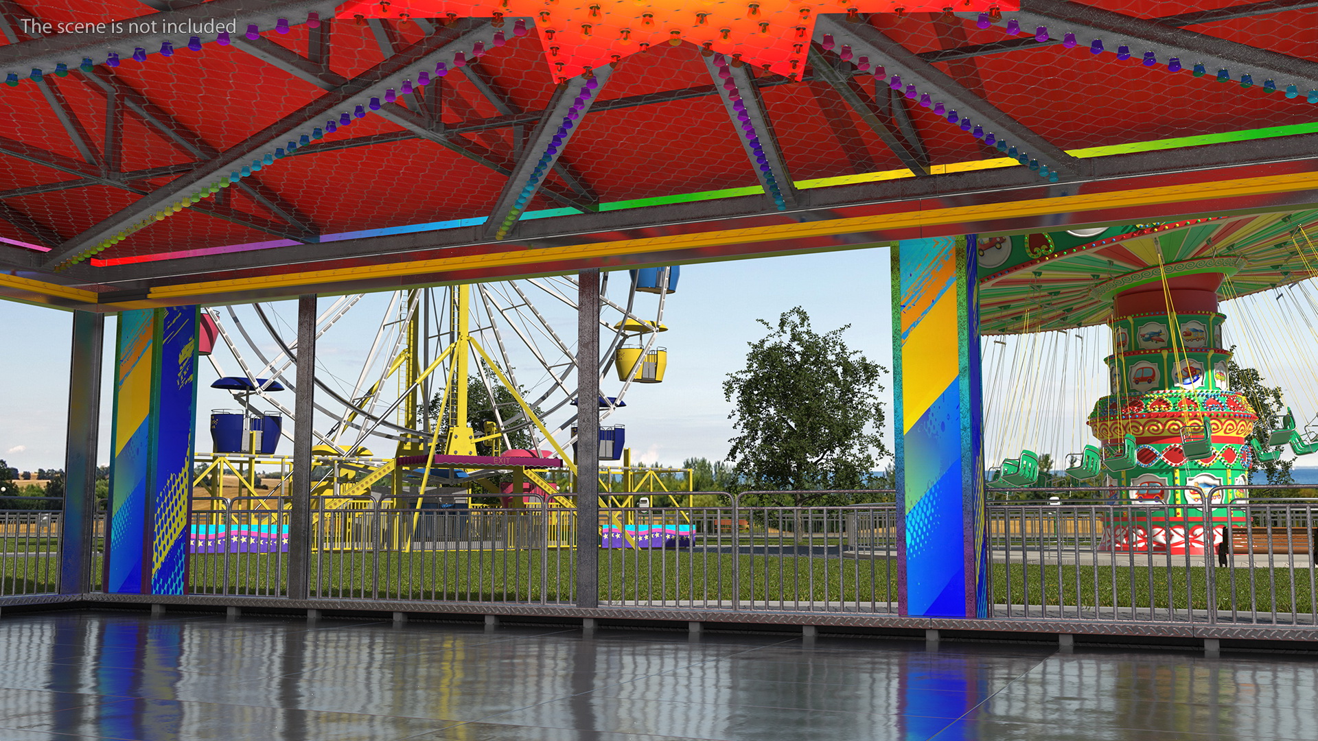 3D model Bumper Cars Pavilion Platform Empty