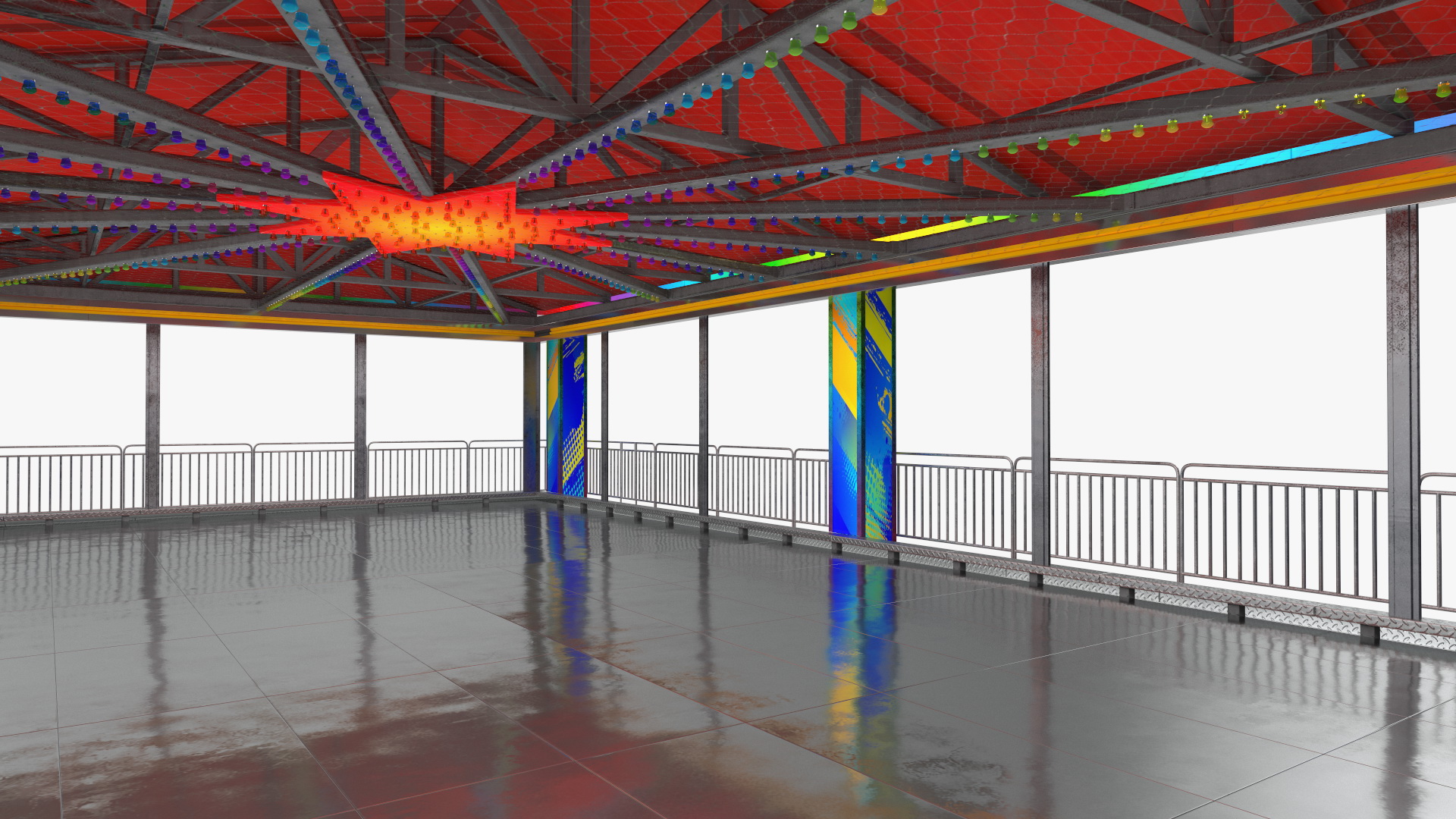 3D model Bumper Cars Pavilion Platform Empty