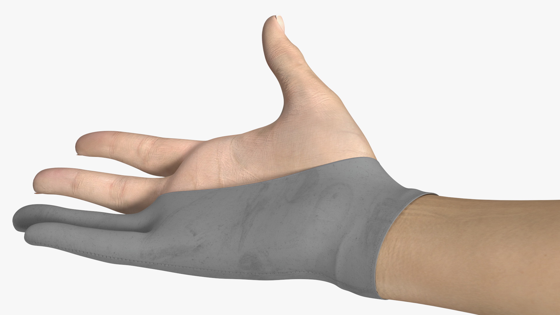 3D Grey Drawing Glove on Hand