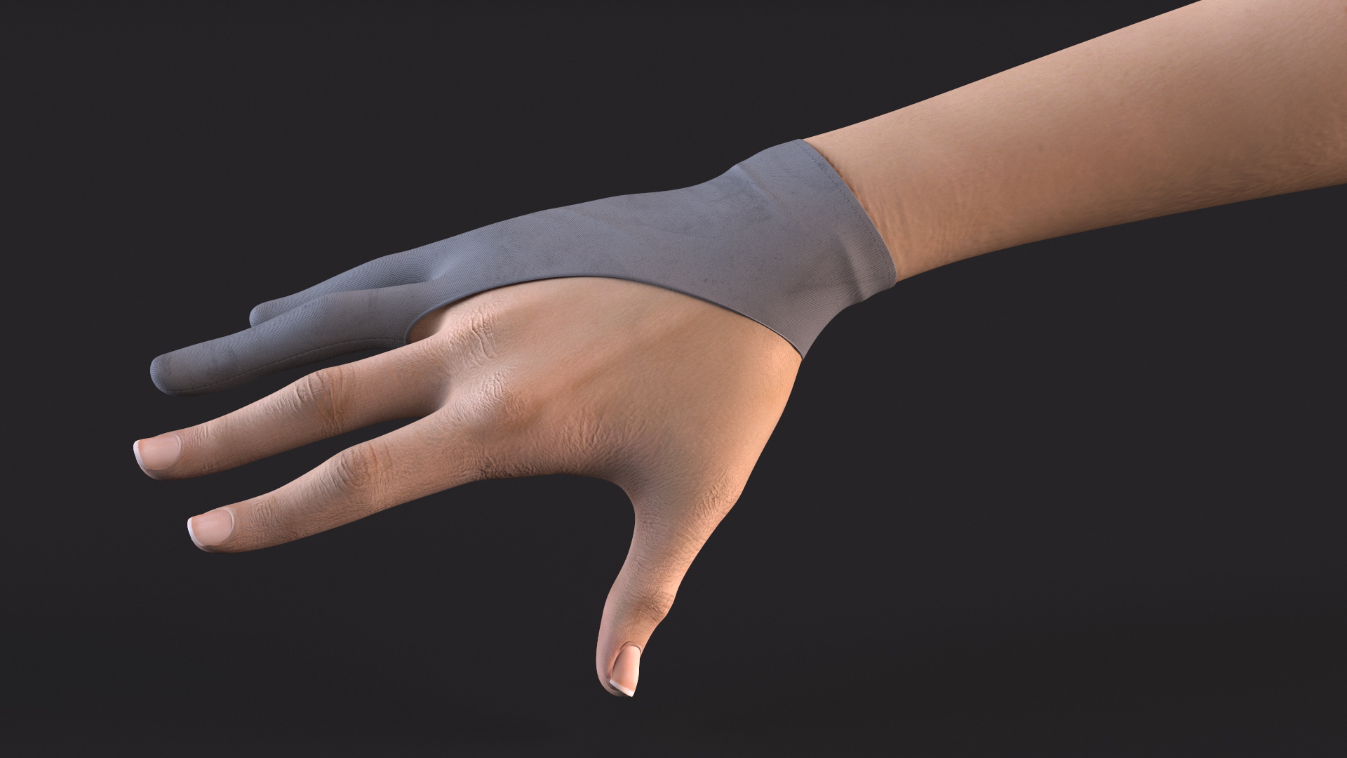 3D Grey Drawing Glove on Hand