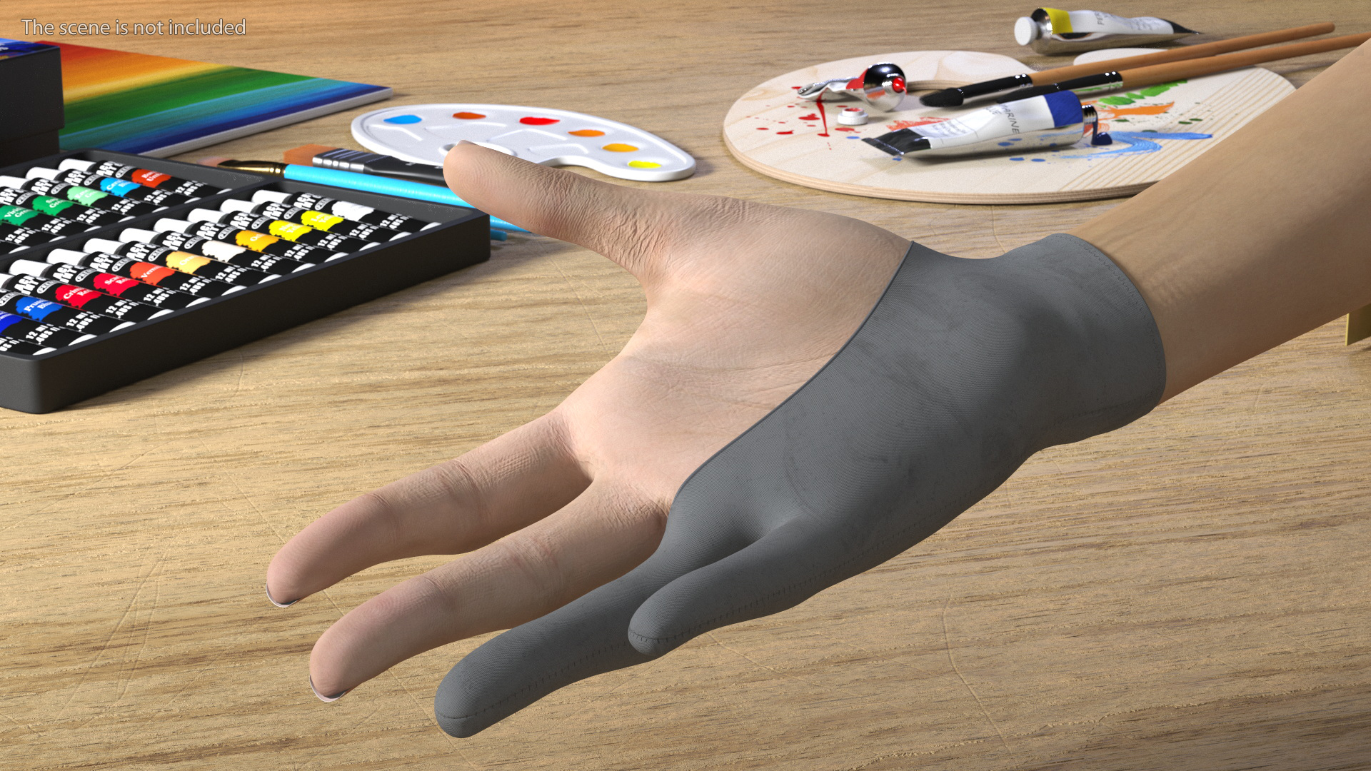 3D Grey Drawing Glove on Hand