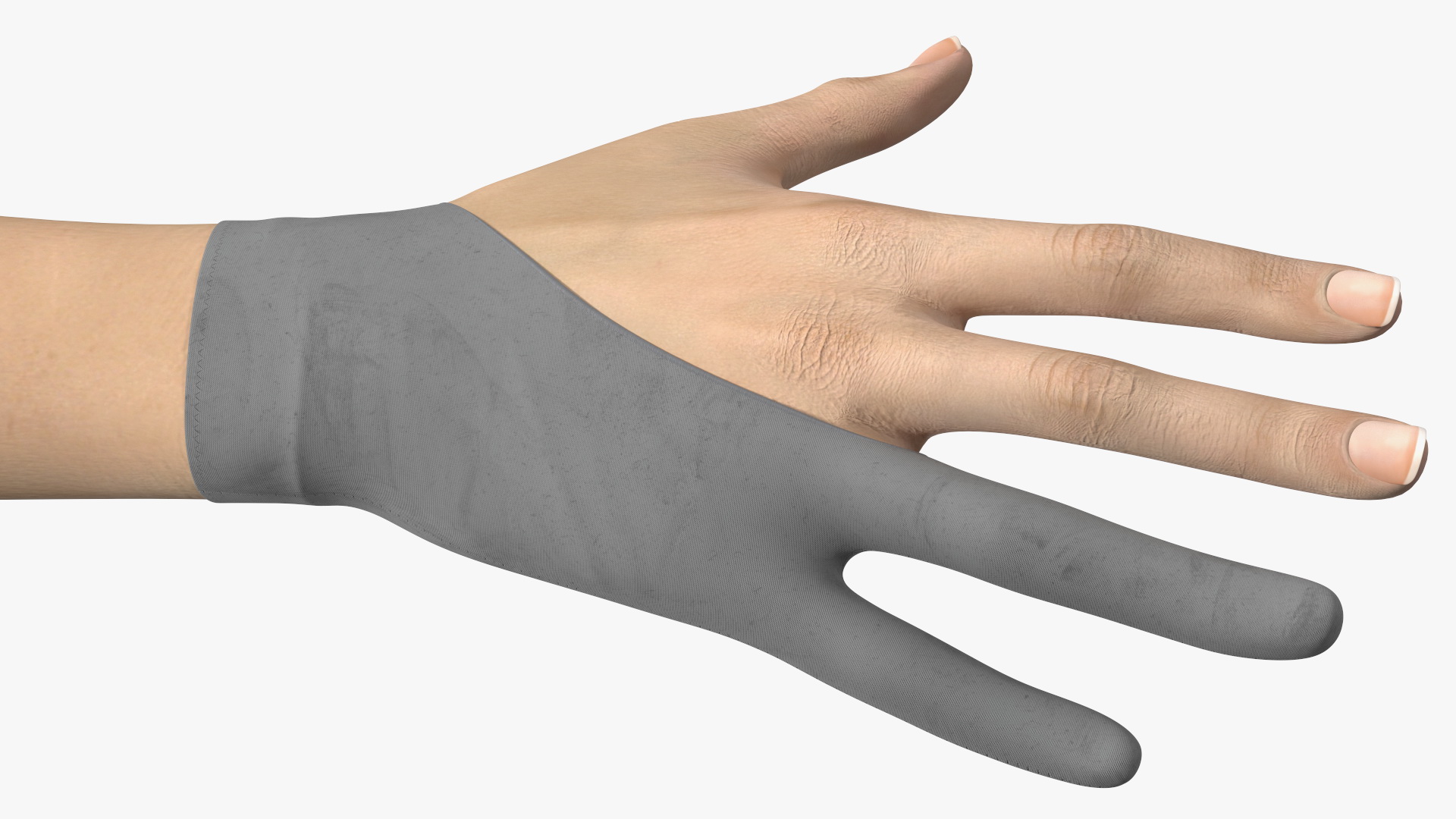 3D Grey Drawing Glove on Hand
