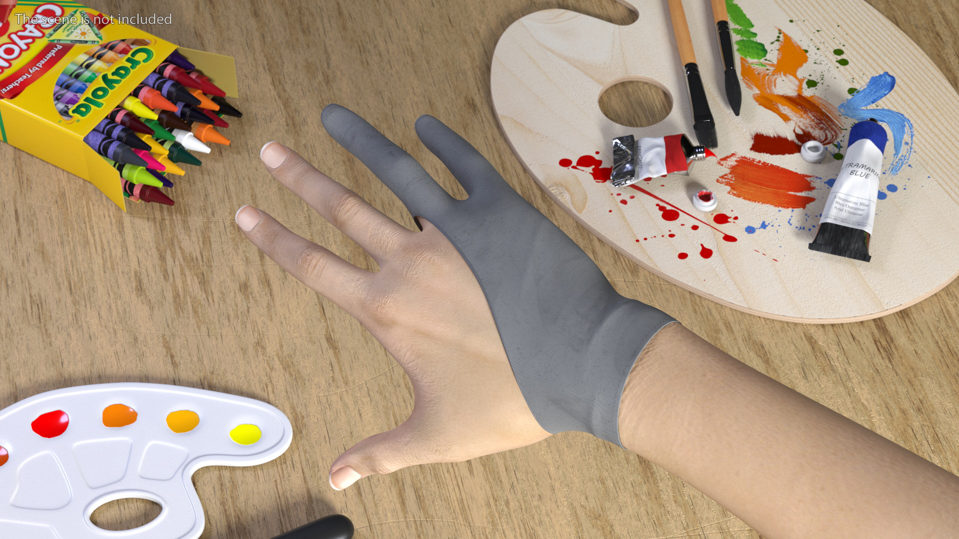 3D Grey Drawing Glove on Hand