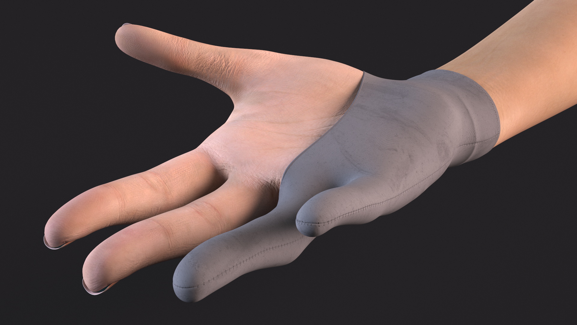 3D Grey Drawing Glove on Hand