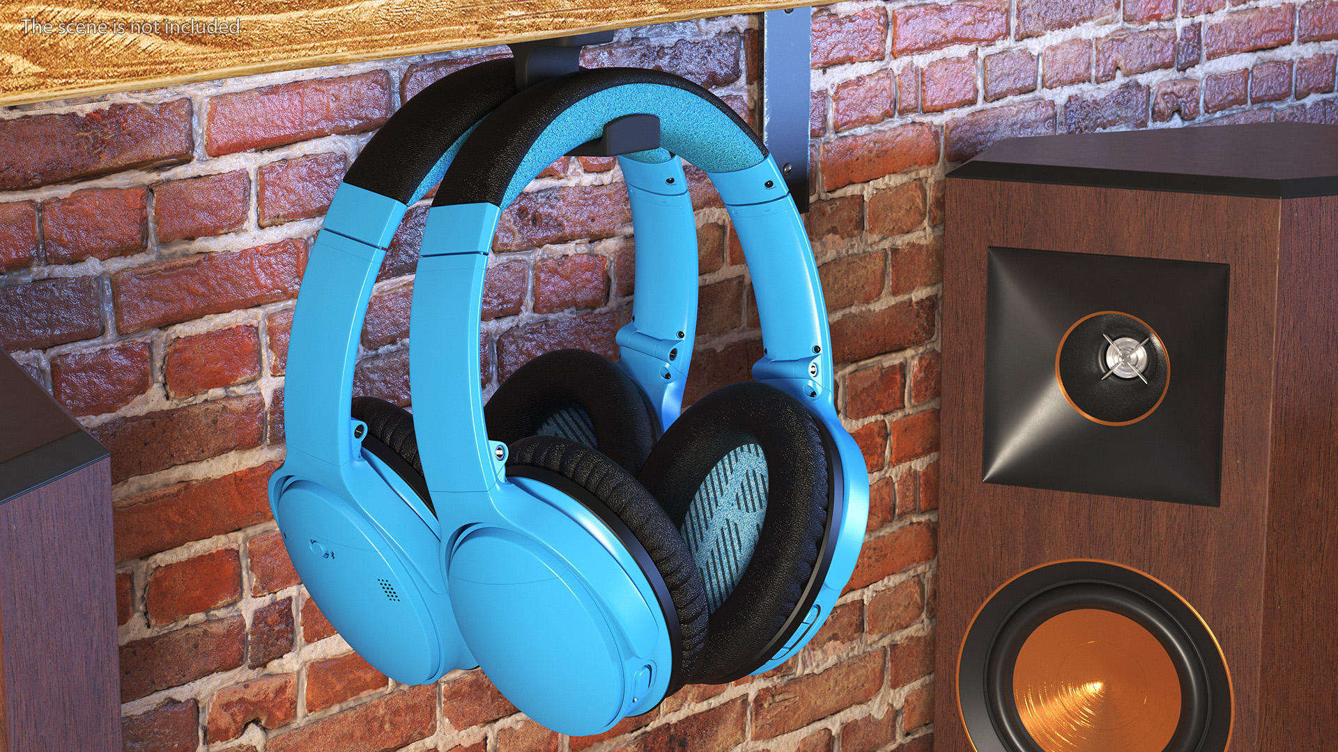 Headphones on Under-Desk Mount Holder 3D