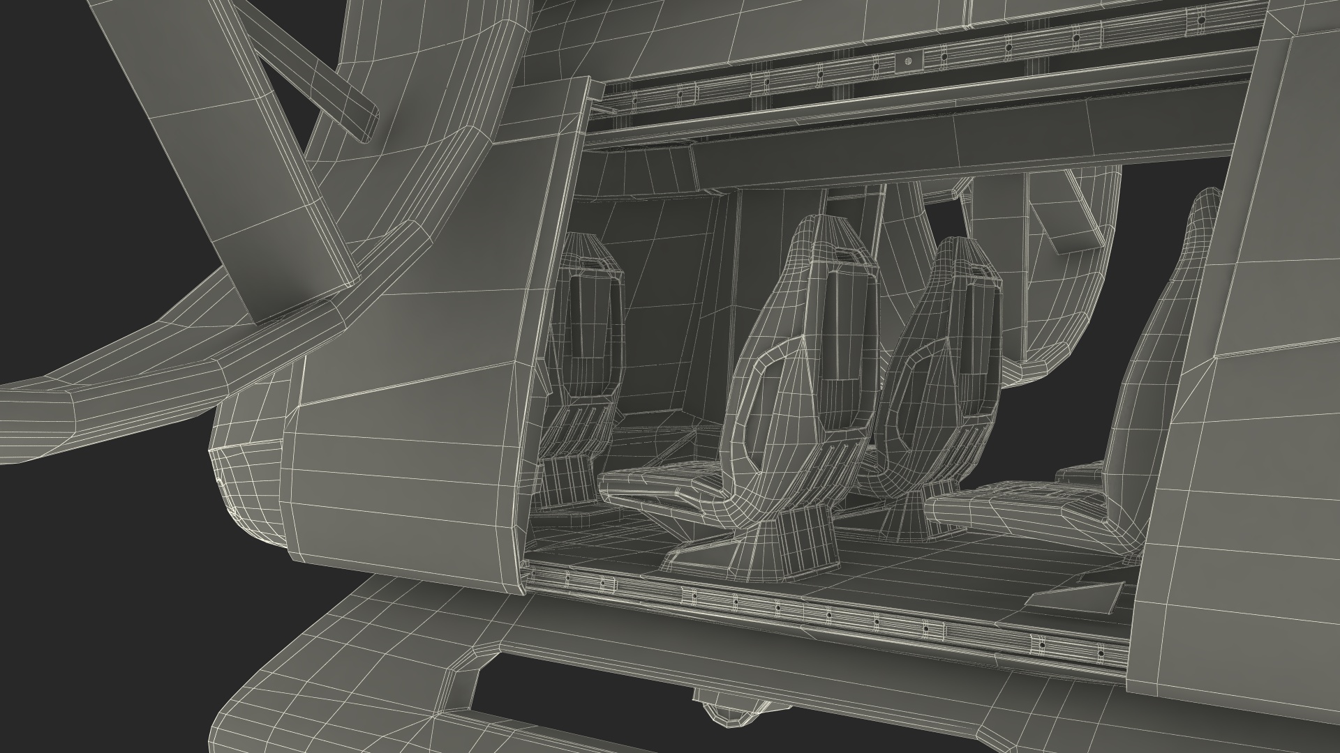 3D model Flying Taxi Bell Nexus Lights On Simple Interior Rigged