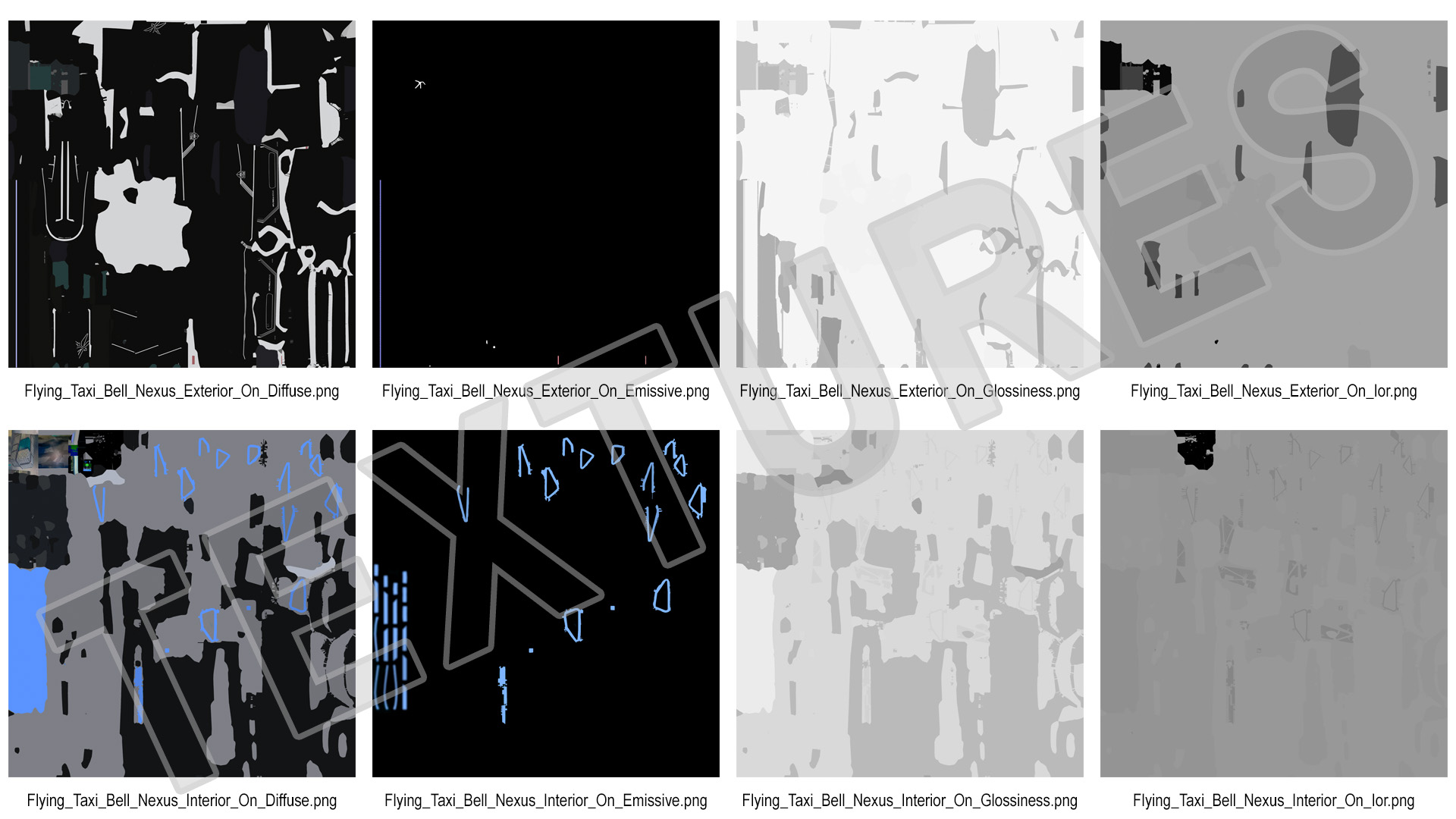 3D model Flying Taxi Bell Nexus Lights On Simple Interior Rigged