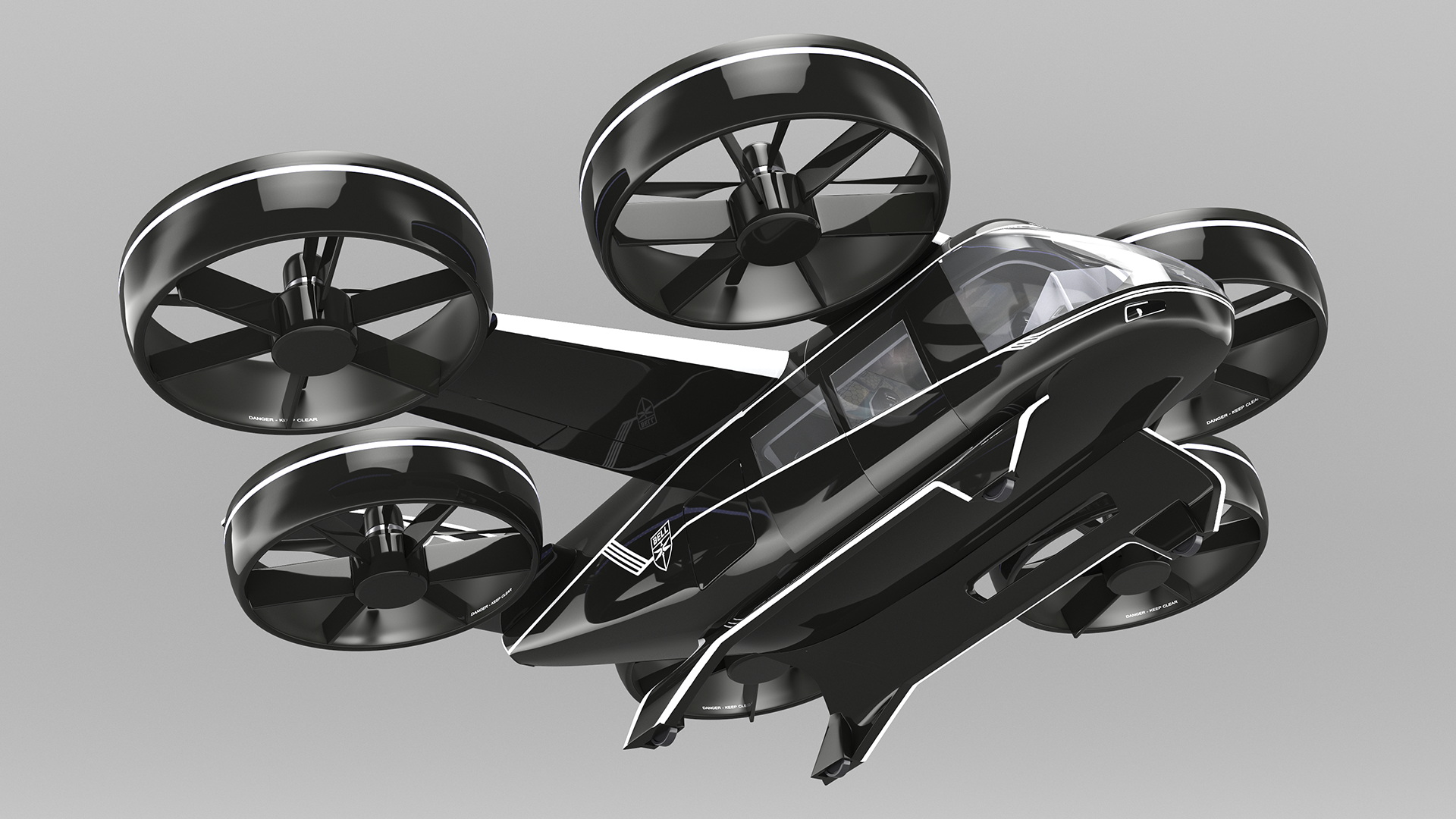3D model Flying Taxi Bell Nexus Lights On Simple Interior Rigged