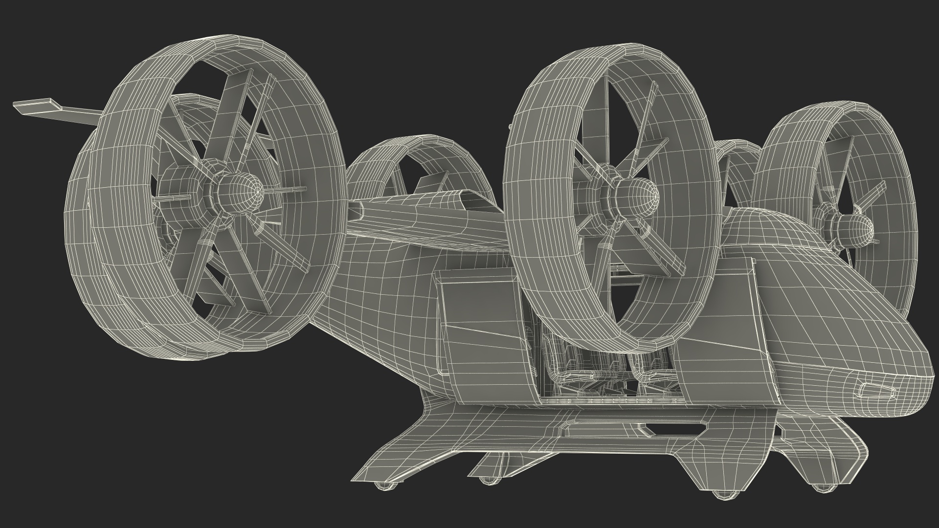 3D model Flying Taxi Bell Nexus Lights On Simple Interior Rigged