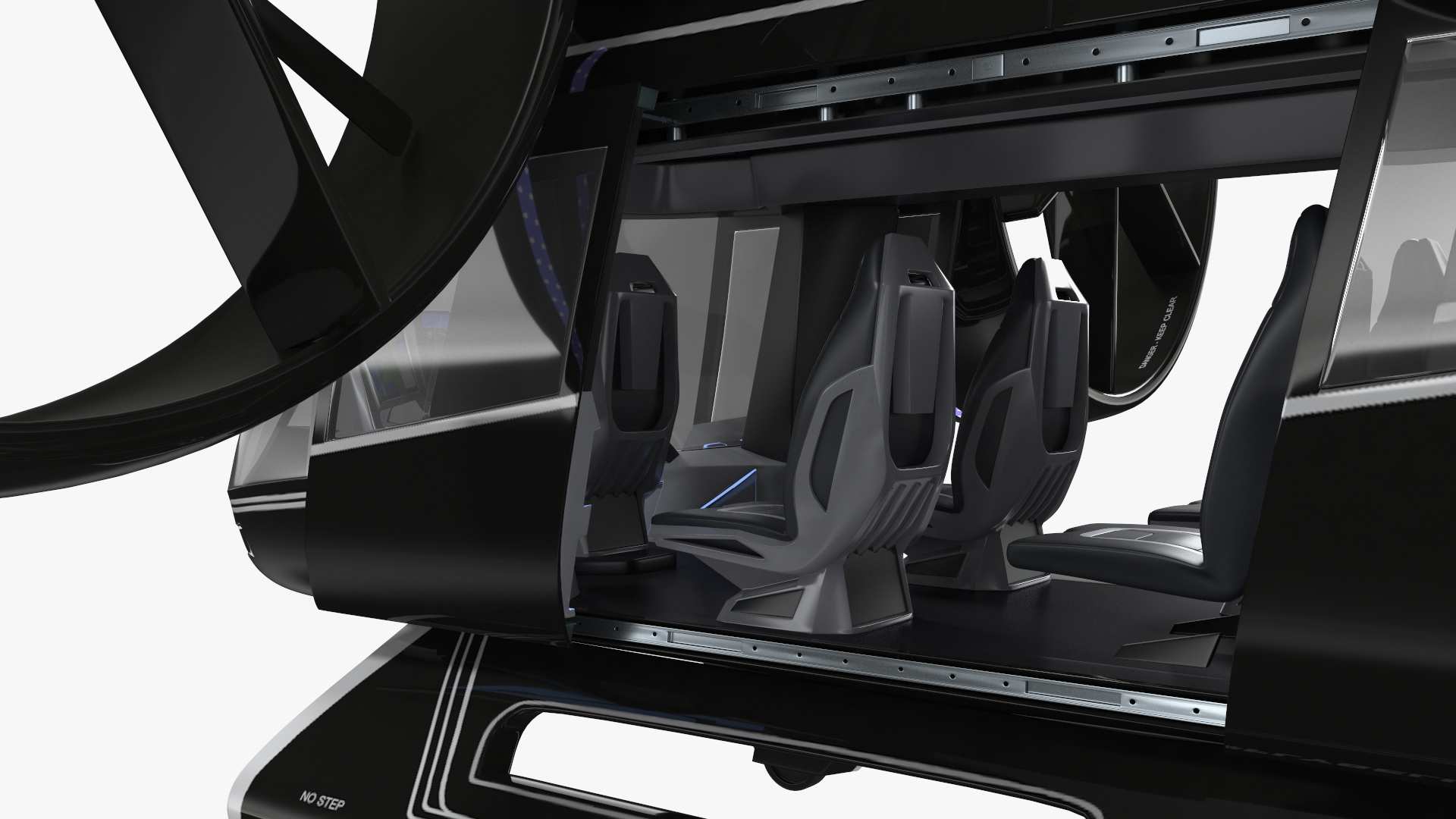 3D model Flying Taxi Bell Nexus Lights On Simple Interior Rigged