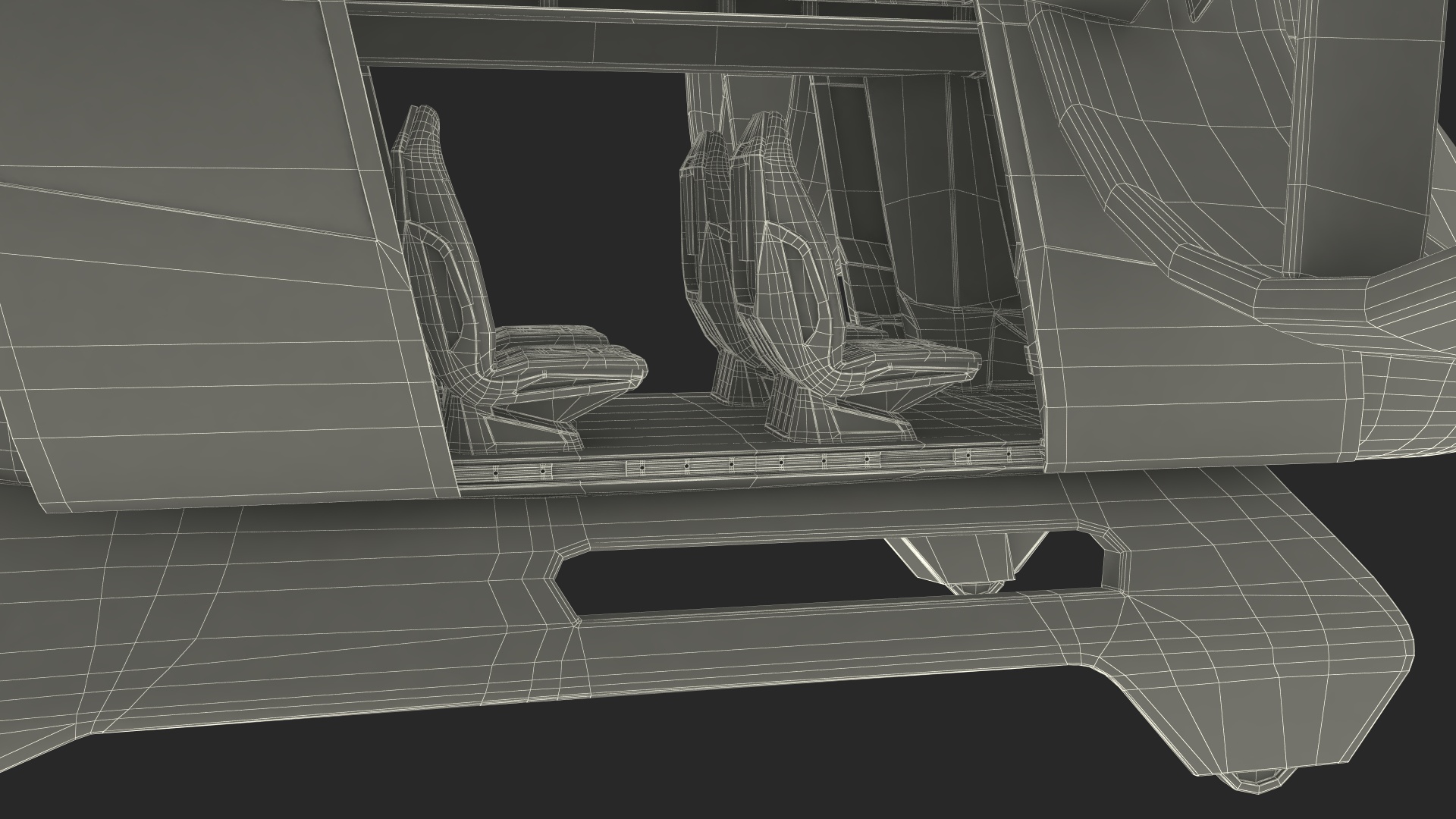 3D model Flying Taxi Bell Nexus Lights On Simple Interior Rigged