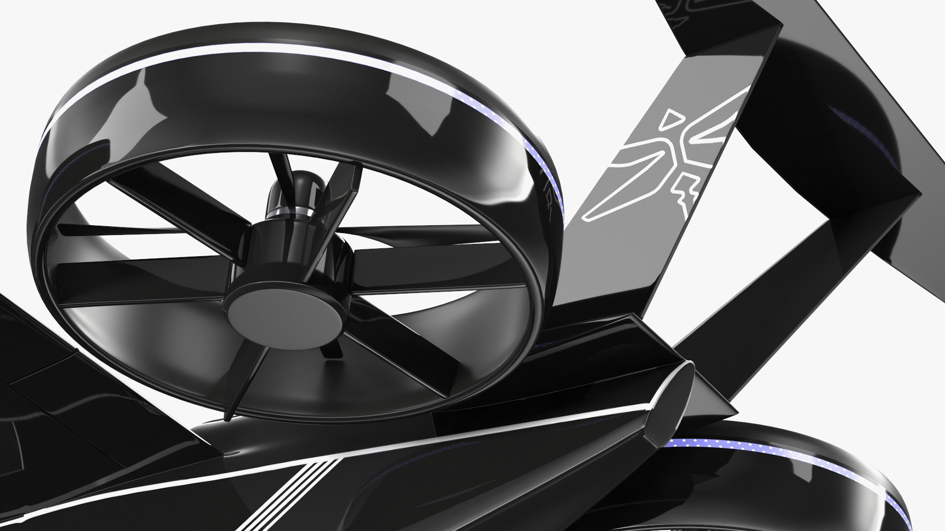 3D model Flying Taxi Bell Nexus Lights On Simple Interior Rigged