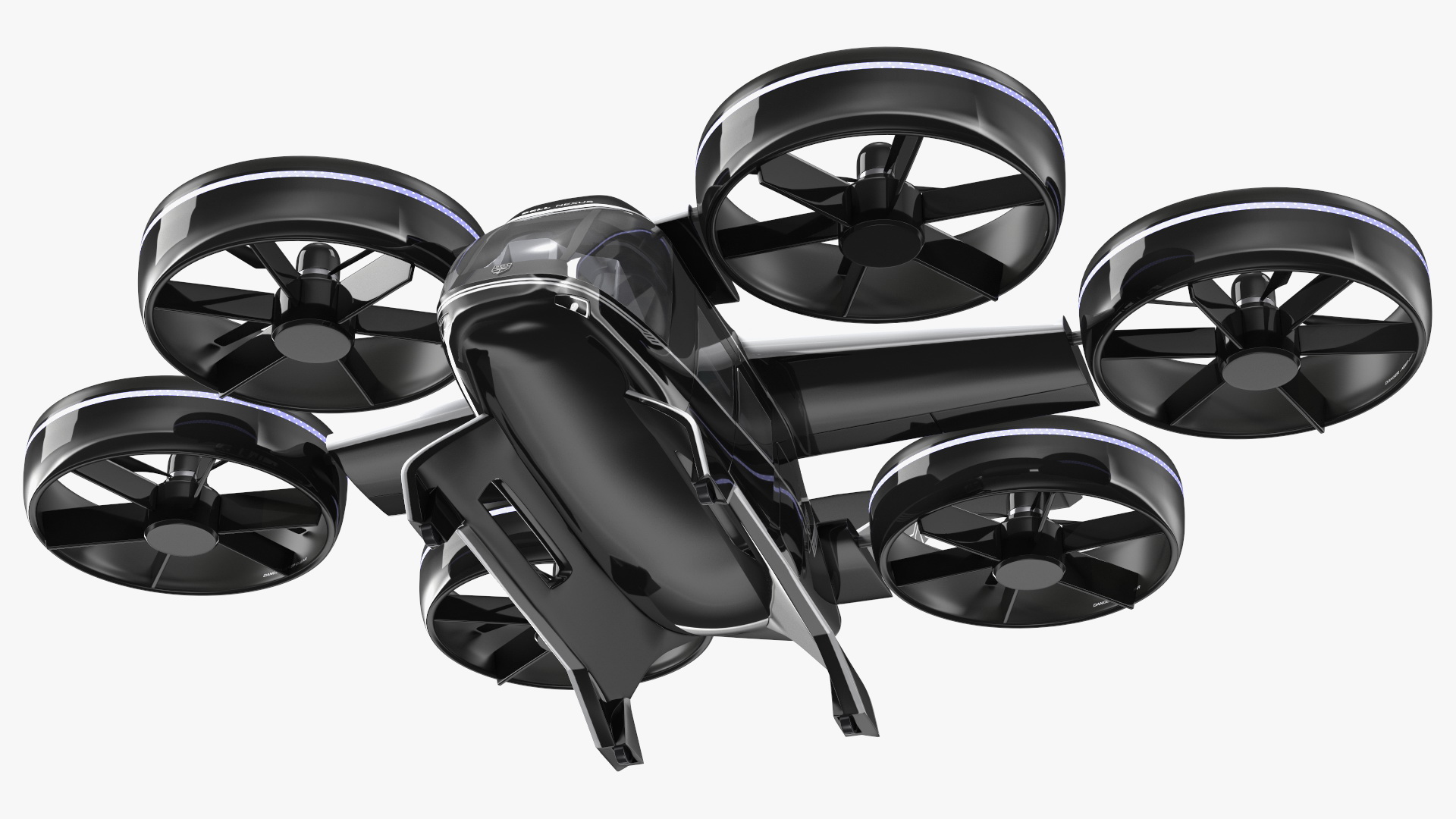 3D model Flying Taxi Bell Nexus Lights On Simple Interior Rigged