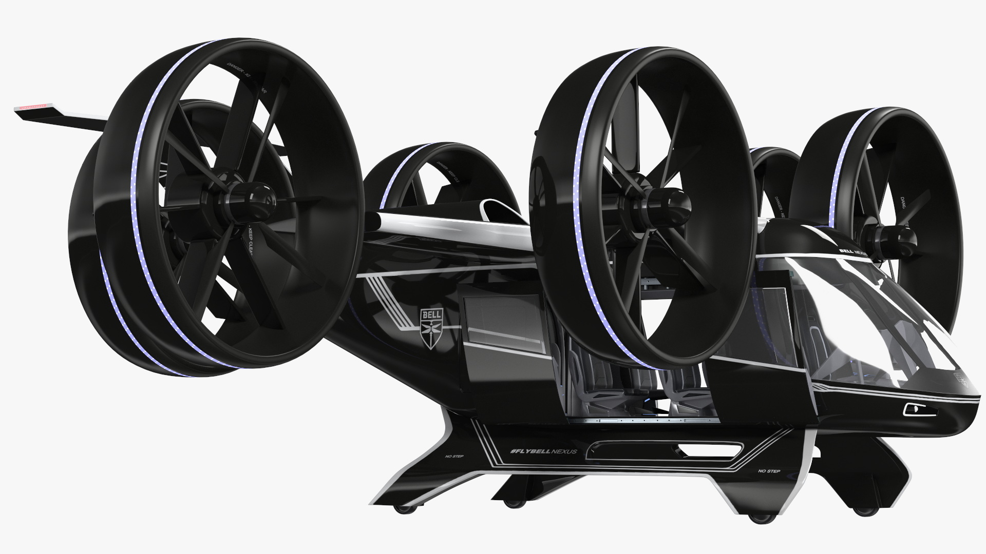 3D model Flying Taxi Bell Nexus Lights On Simple Interior Rigged