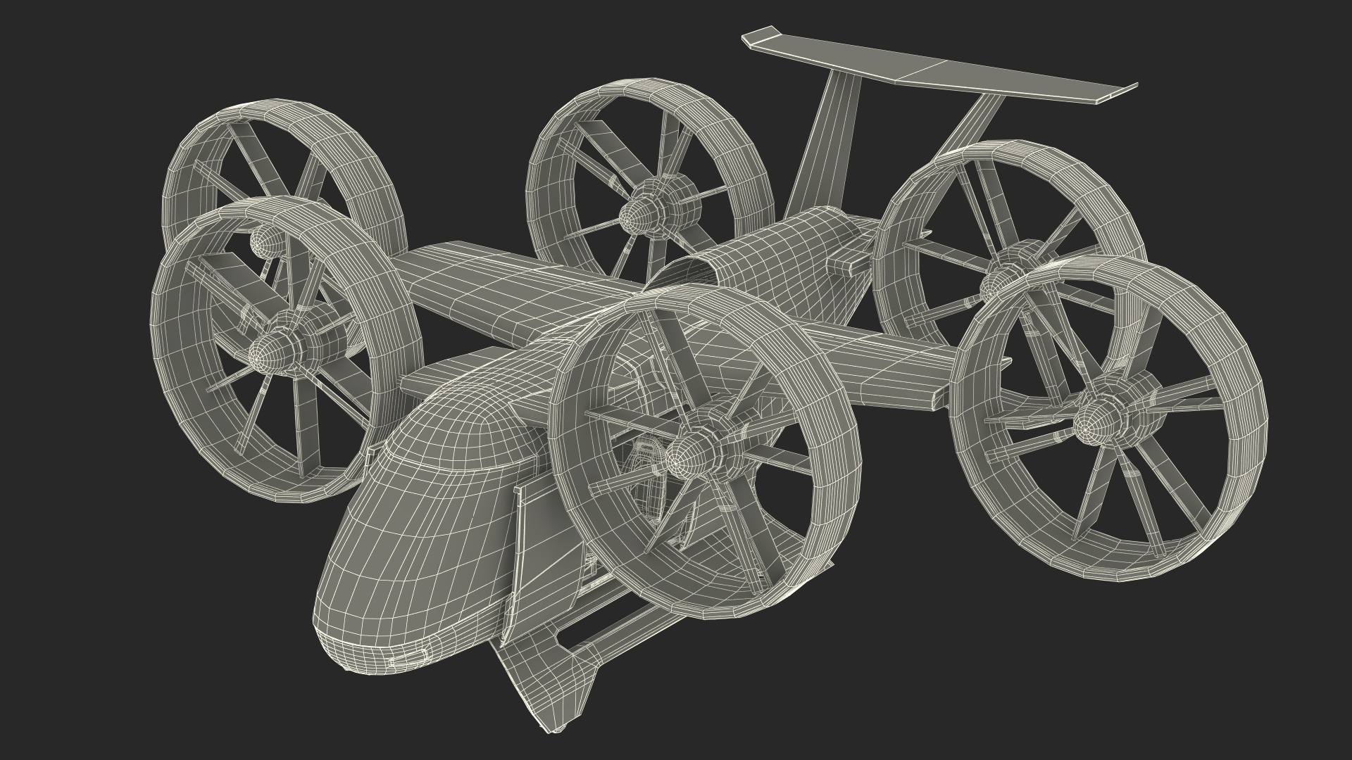 3D model Flying Taxi Bell Nexus Lights On Simple Interior Rigged