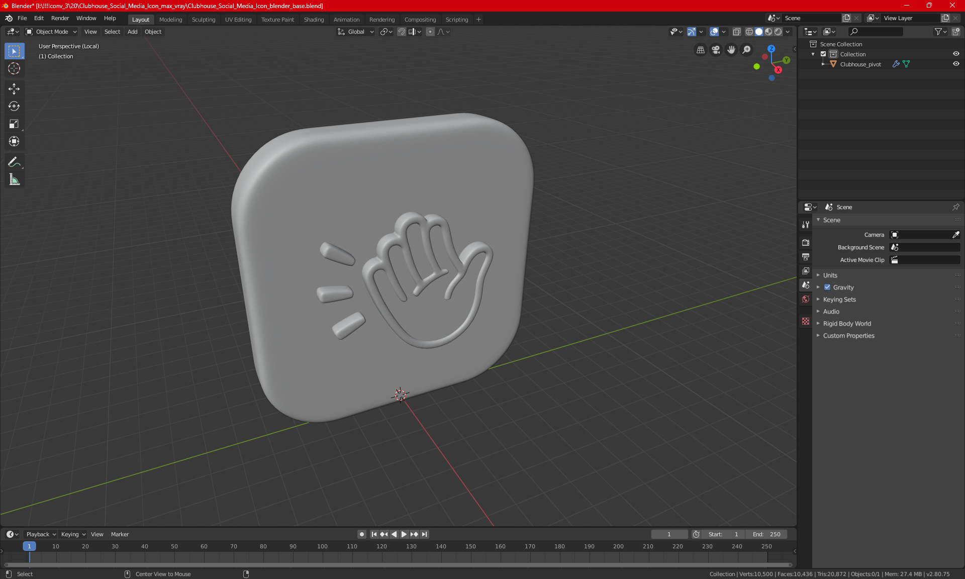 Clubhouse Social Media Icon 3D