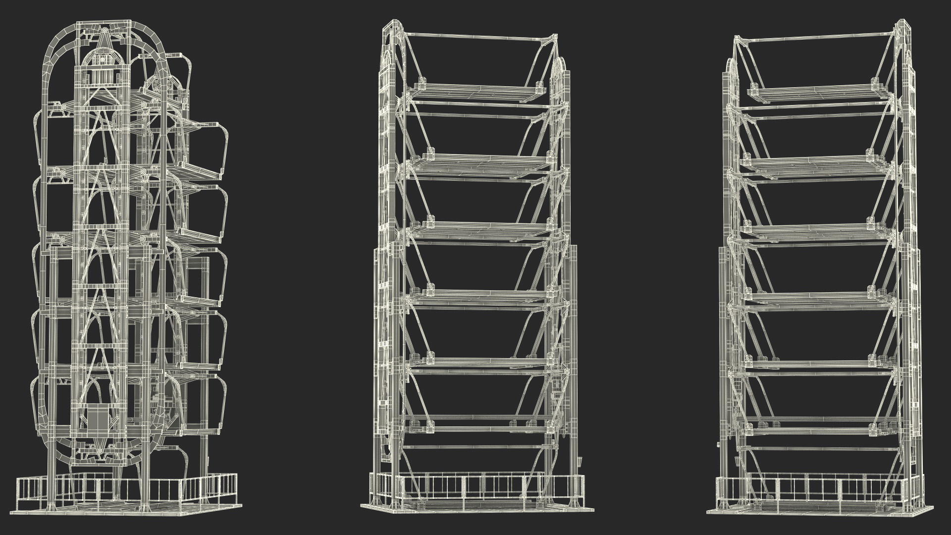3D Car Parking 12 Place Rotary Lift System Rigged