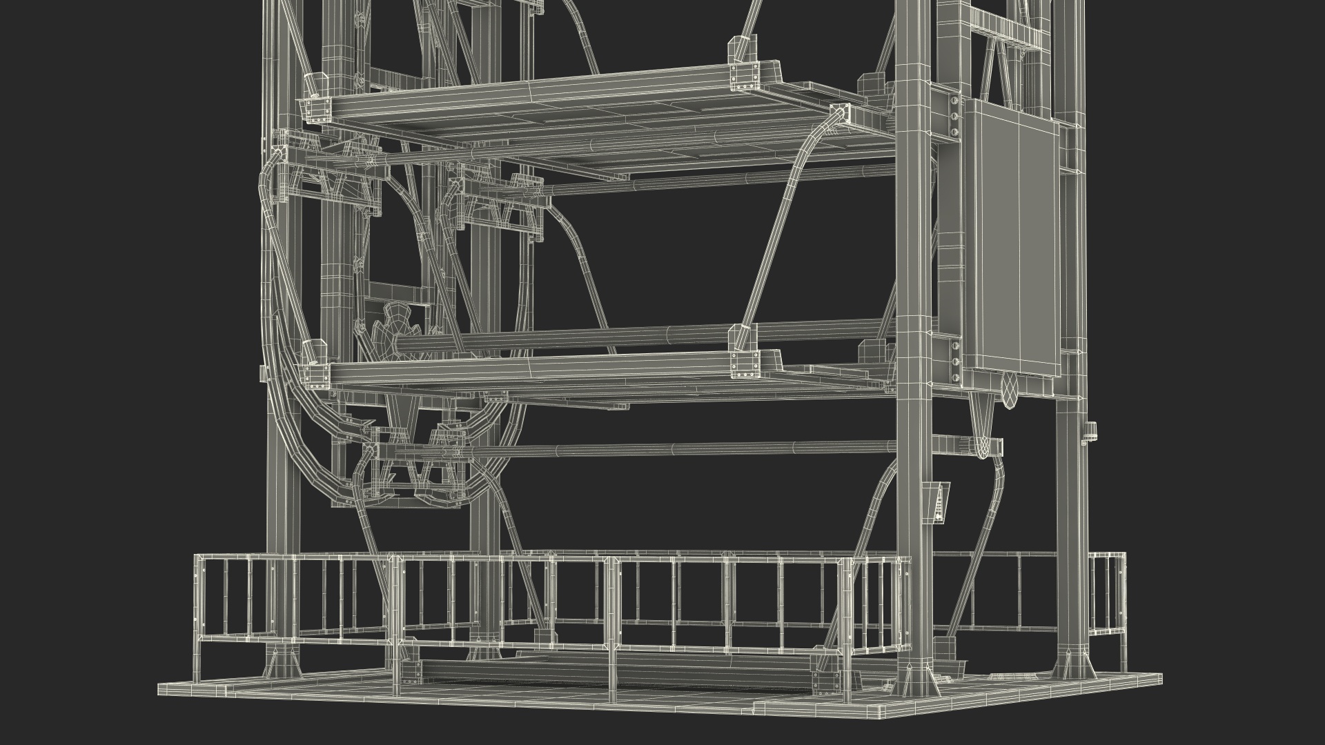 3D Car Parking 12 Place Rotary Lift System Rigged