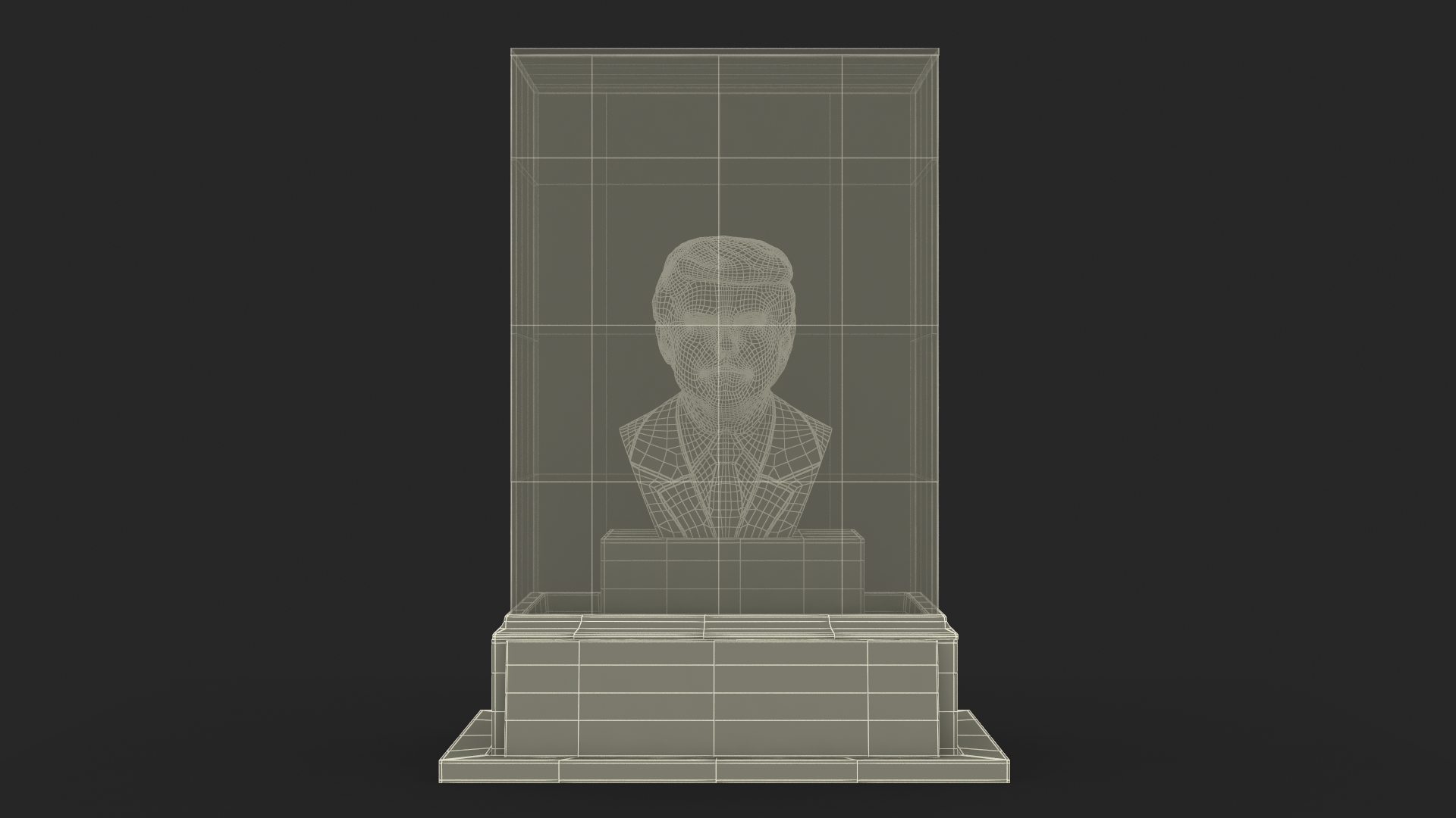 3D model Plaster Bust of Trump behind Protective Glass
