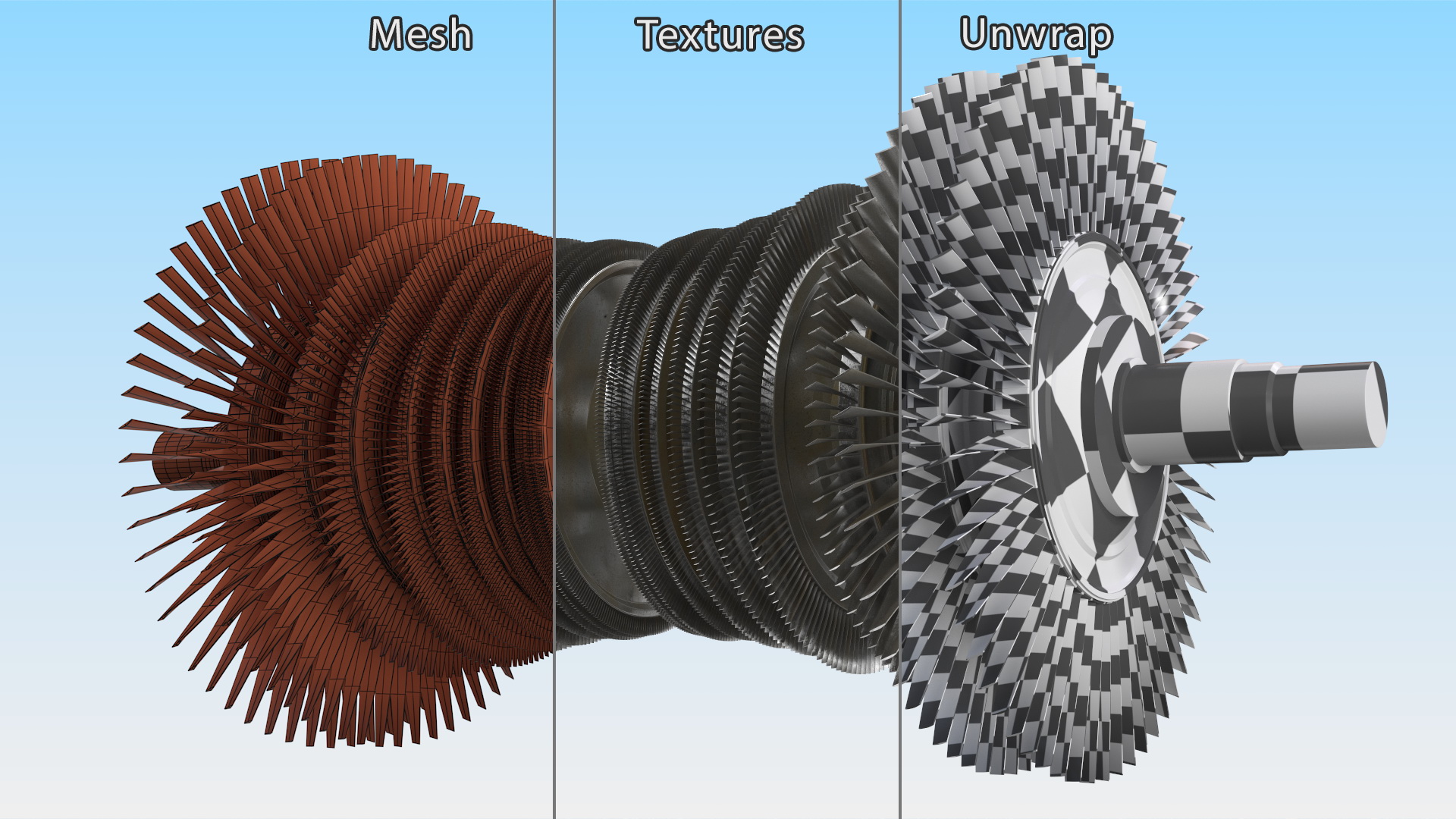 3D model Industrial Gas Turbine Engine Shaft