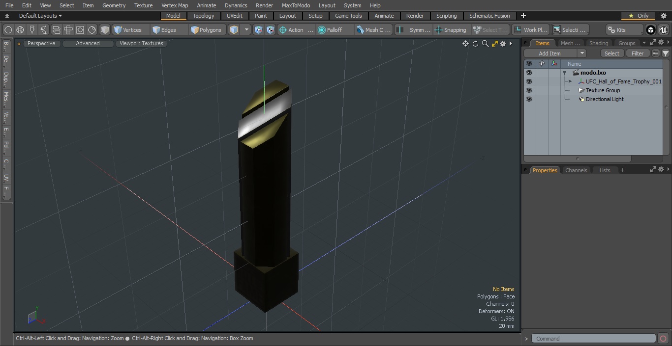 3D UFC Hall of Fame Trophy model