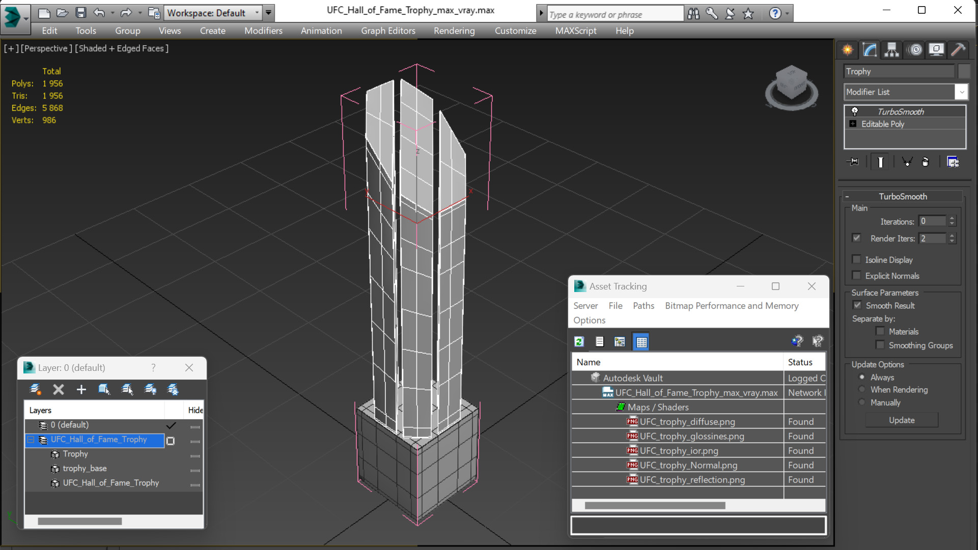 3D UFC Hall of Fame Trophy model
