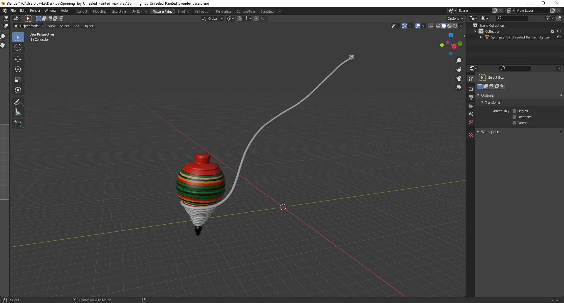 Spinning Toy Unreeled Painted 3D model