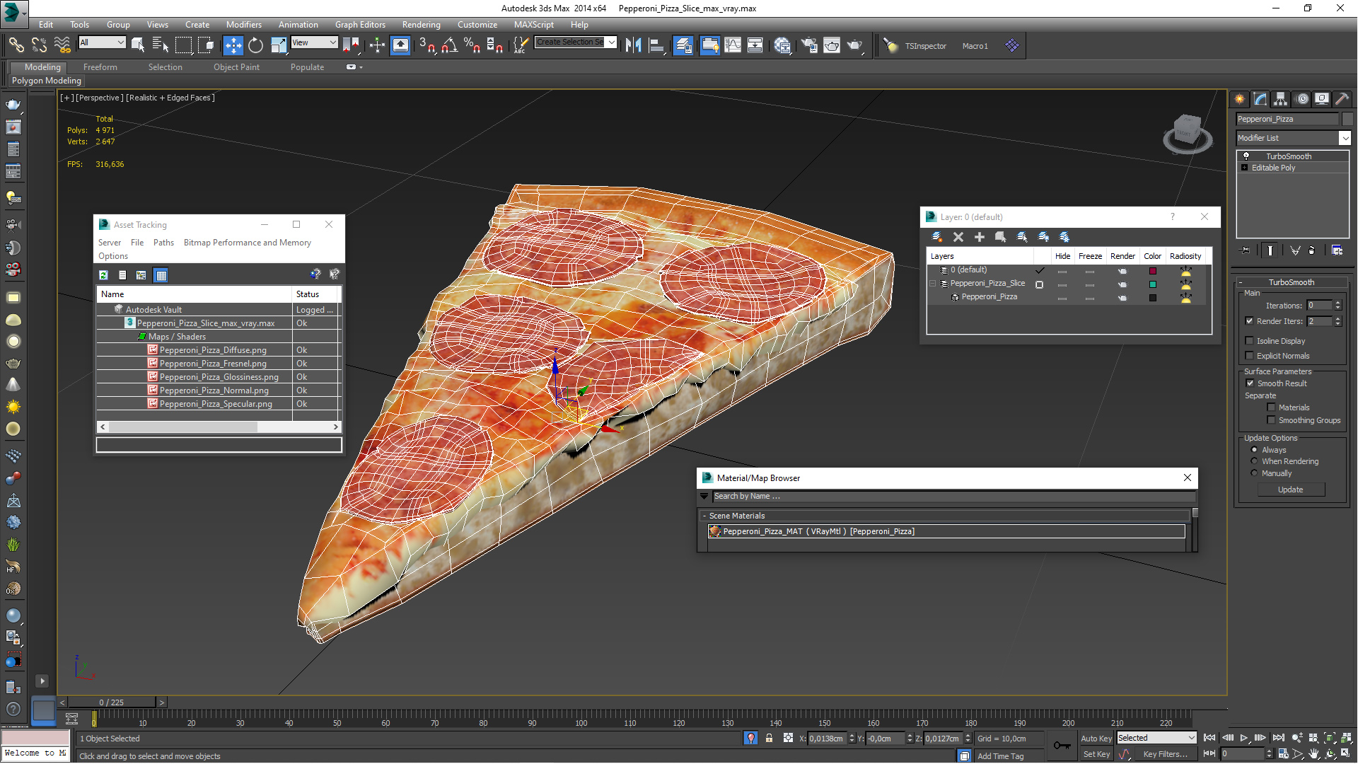 3D Pepperoni Pizza Slice